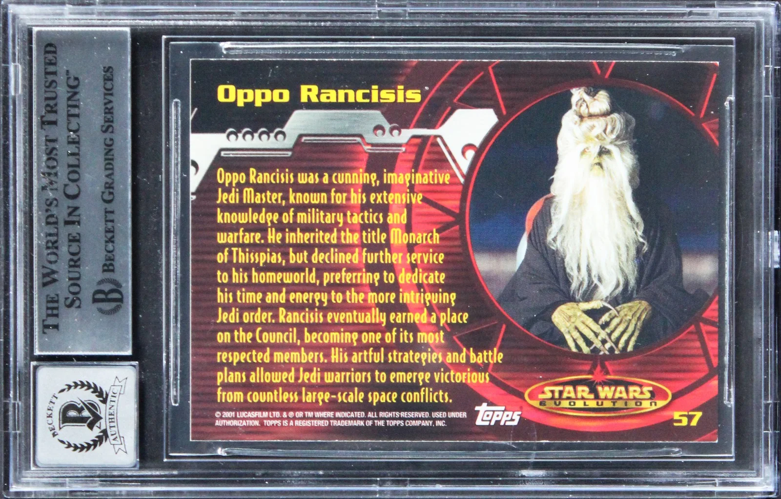 Jerome Blake — Jerome Blake "w/Insc" Signed 2001 Star Wars Evolution #57 Card Auto 10! BAS Slab, image 2