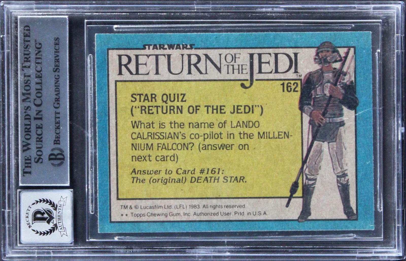 Ira Keeler — Ira Keeler Signed 1983 Star Wars ROTJ #162 Card Auto Grade 10! BAS Slabbed, изображение 2