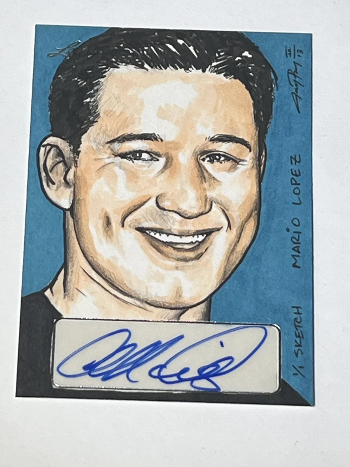 2013 Pop Century Mario Lopez Autograph Hand Draawn Sketch Card # 1/1, image 3