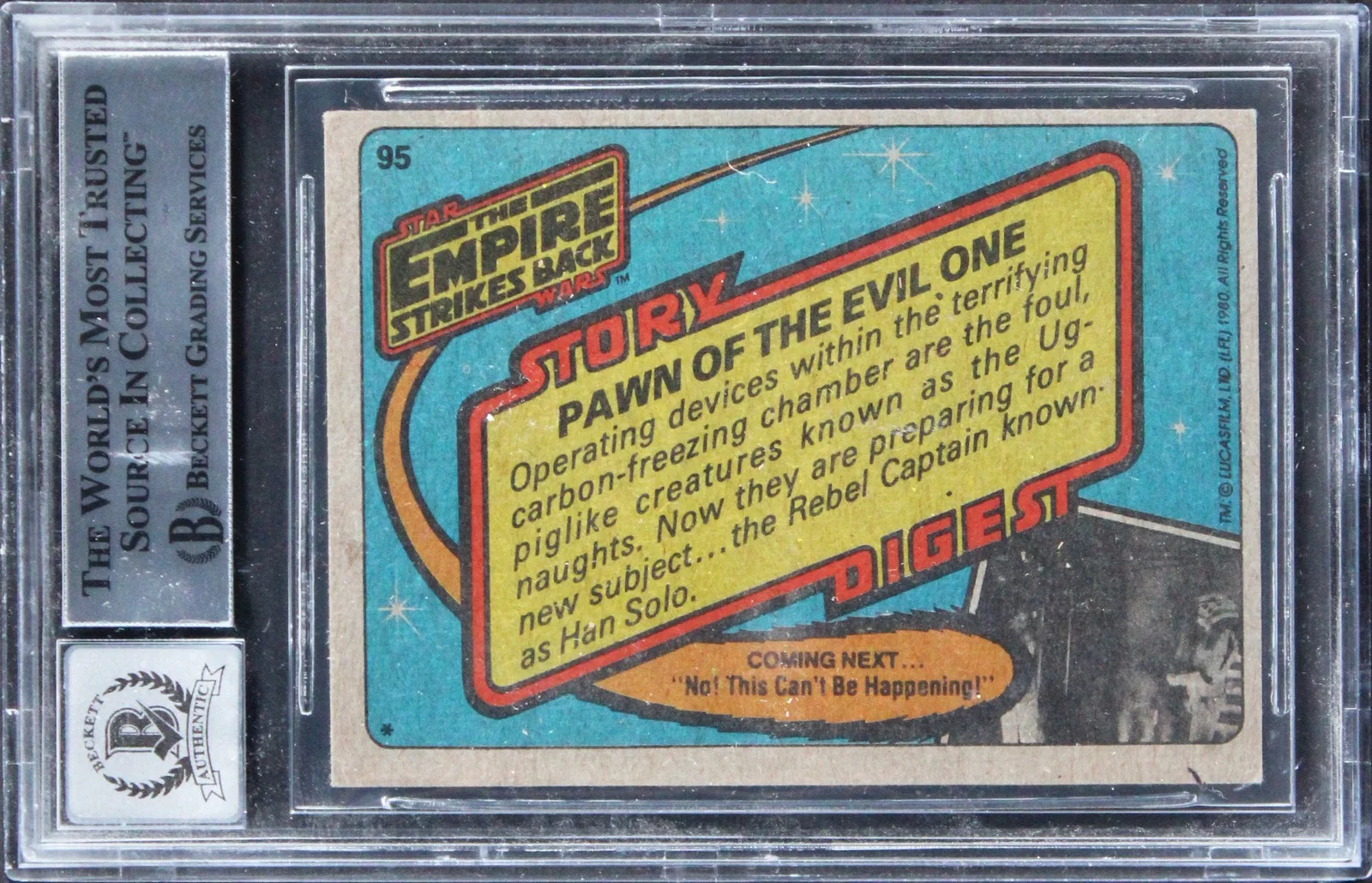 Mike Edmonds, Jane Busby, Stuart Freeborn — (3) Freeborn +2 Signed 1980 Star Wars ESB #95 Card Auto Grade 10! BAS Slabbed, image 2