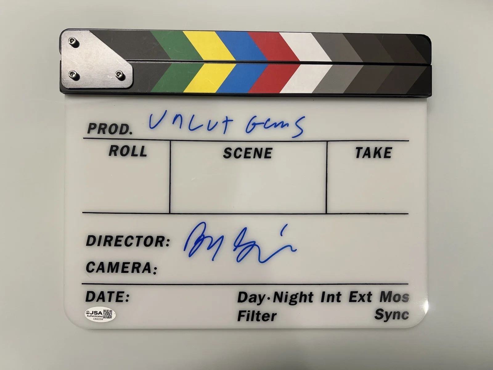 Benny Safdie Signed Director Clapboard Clapper w/ “Uncut Gems” Inscrip & JSA COA, изображение 2