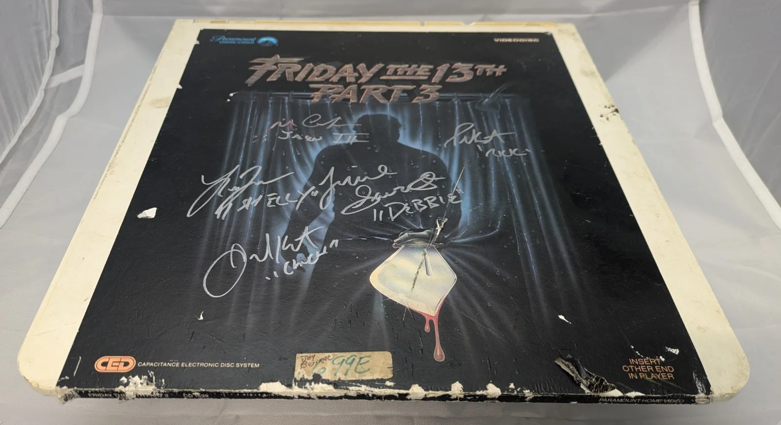 Friday The 13th Part 3 Cast Signed CED Video Disc Vintage Rough Shape, image 4