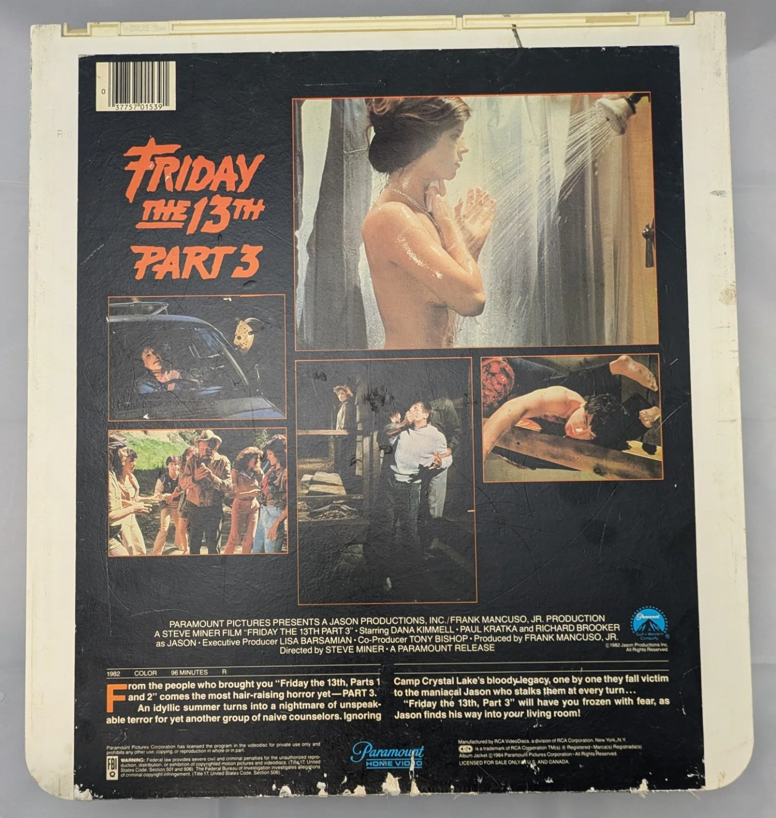 Friday The 13th Part 3 Cast Signed CED Video Disc Vintage Rough Shape, image 5