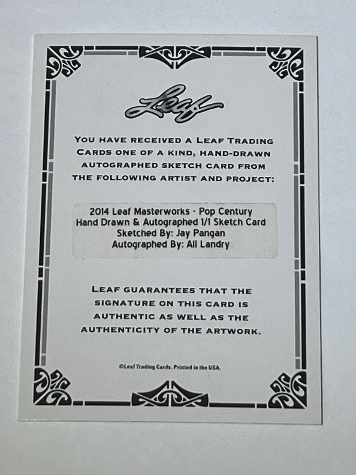 2014 Leaf Masterworks Pop Century Ali Landry Signed Sketch Card # 1/1 Autograph, изображение 4