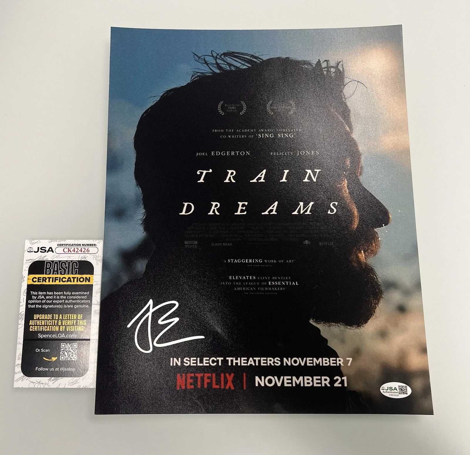 Joel Edgerton signed Train Dreams 11x14 photo w/ JSA COA, image 2