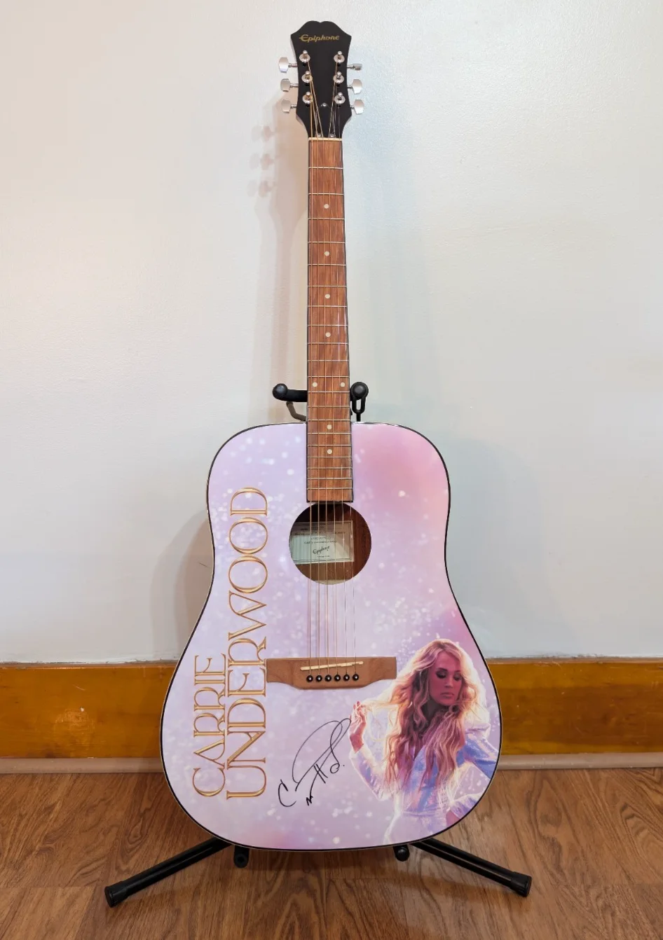Carrie Underwood — Carrie Underwood SIGNED Pink Guitar Resorts World Residency Las Vegas - WITH COA