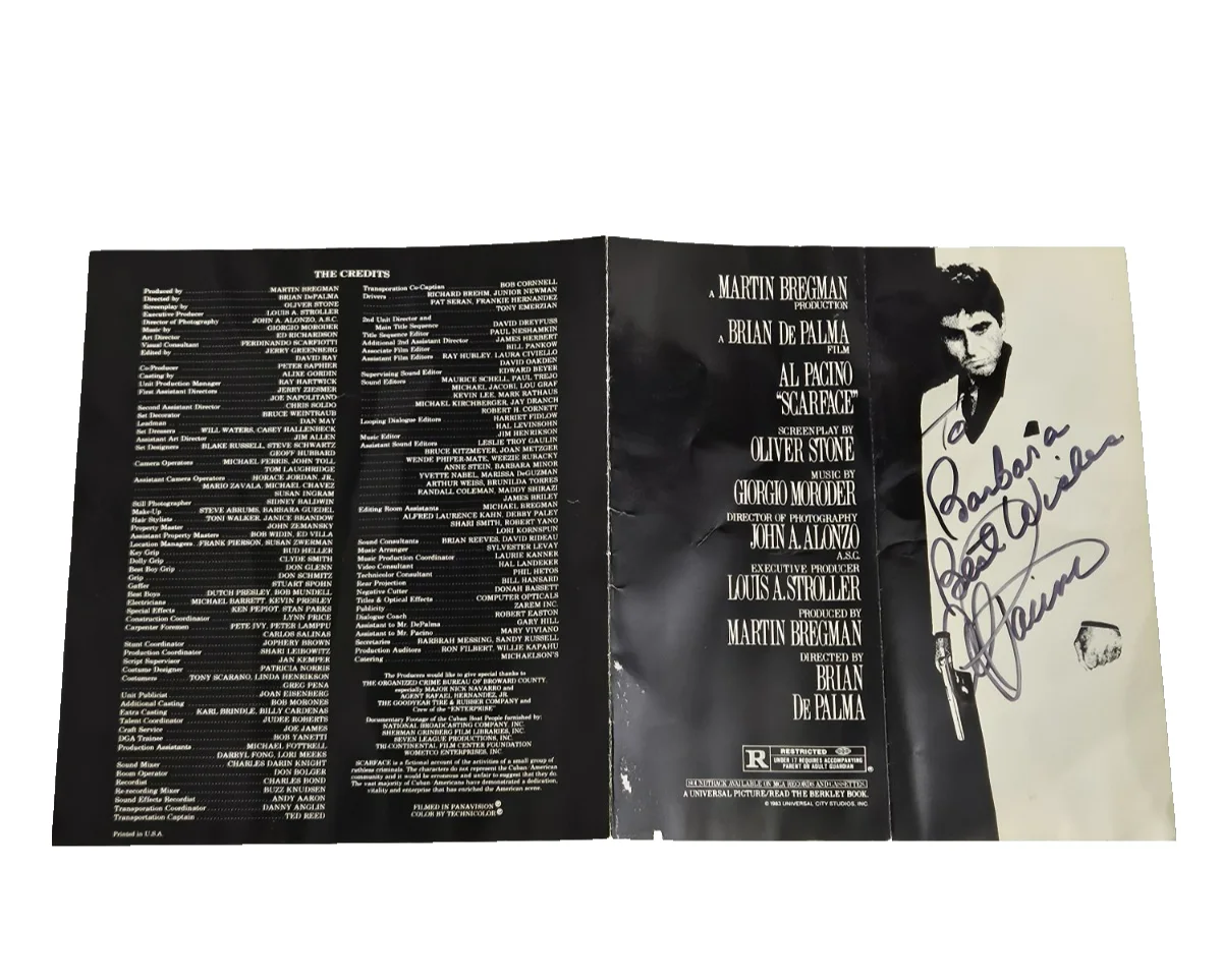 AL PACINO SCARFACE AUTOGRAPH HAND SIGNED PERSONALIZED MOVIE PROGRAM PROMOTIONAL, изображение 3