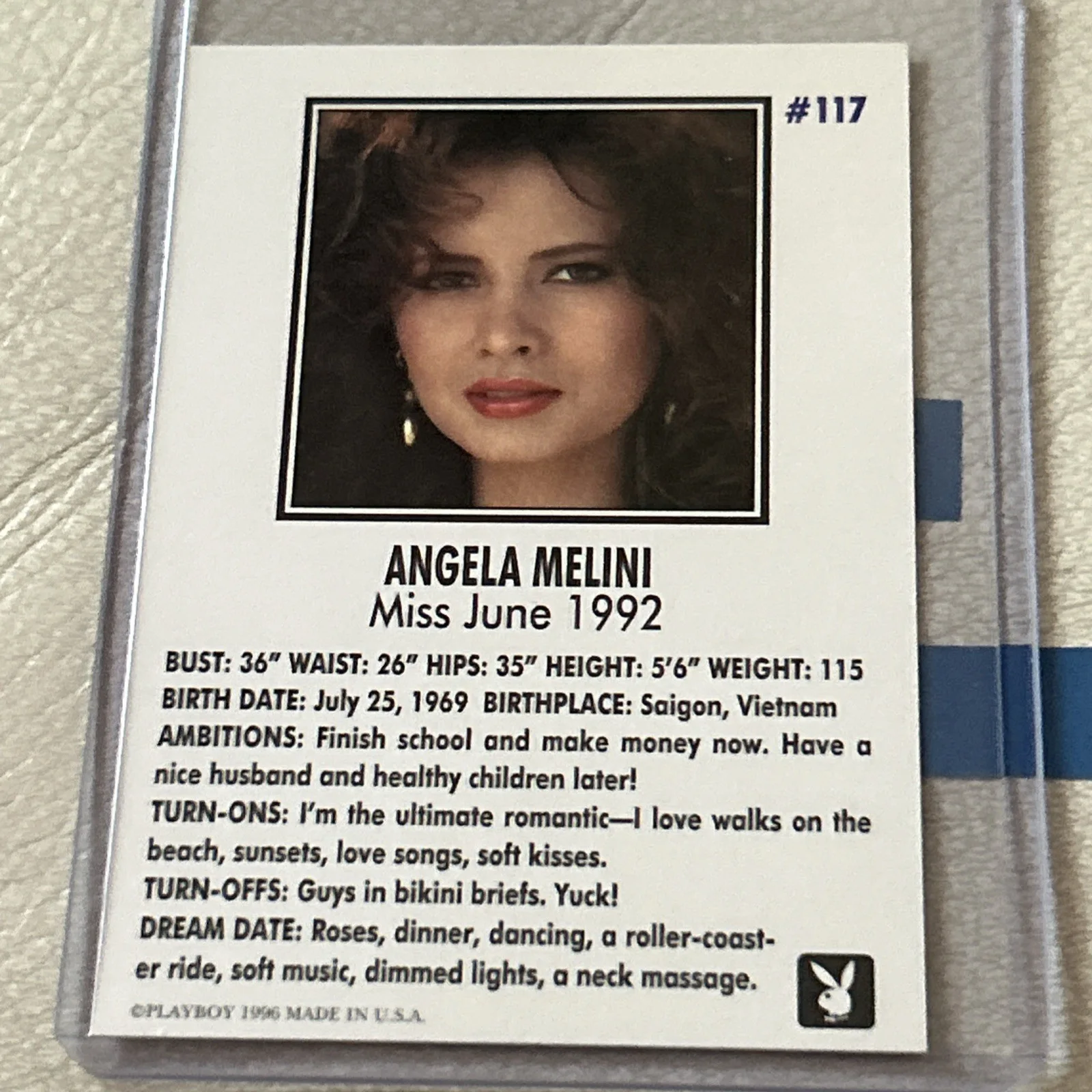 Angela Melini — Angela Melini Playboy ‘92 POTY Centerfold Card | Hand Signed & Numbered! NUDE 👀, image 2