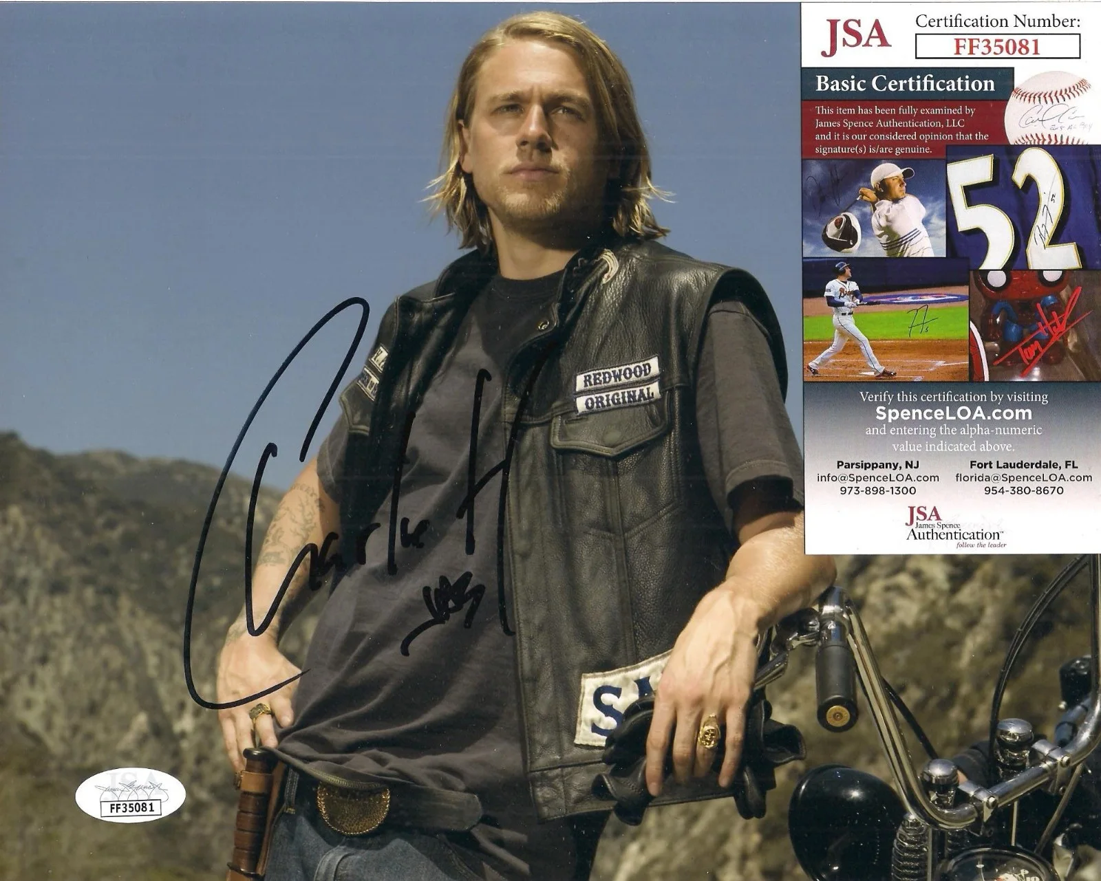 Charlie Hunnam — Charlie Hunnam Autographed 8x10-JSA COA Sons of Anarchy Jax Photo-Actor, image 2