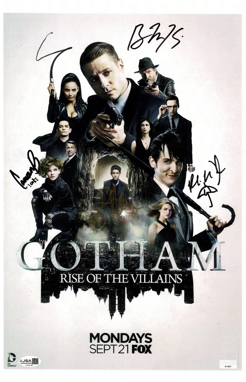 CAST — GOTHAM BATMAN CAST SIGNED 11X17 PHOTO TAYLOR,MAZOUS,MCKENZIE,BICONDOVA JSA COA, image 2