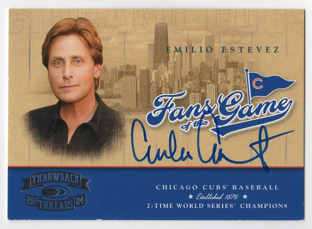 Websites — Emilio Estevez Signed 2004 Donruss Threads Fans of the Game Card #201 - (SS COA)