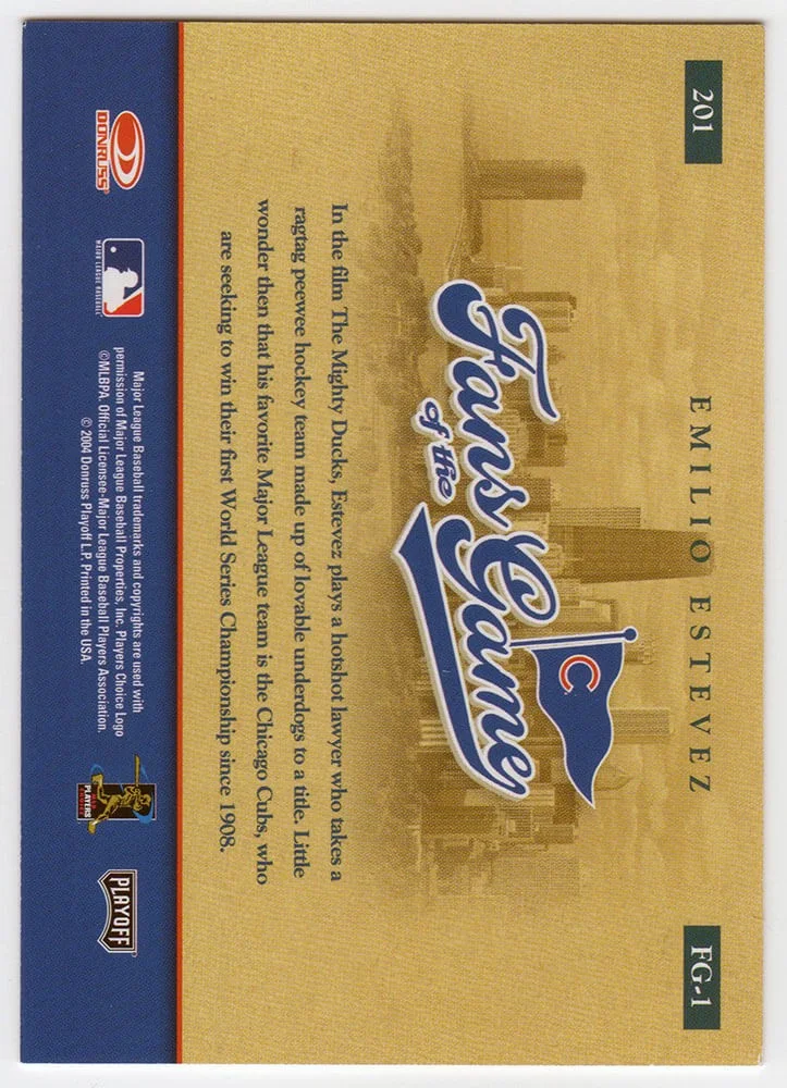 Websites — Emilio Estevez Signed 2004 Donruss Threads Fans of the Game Card #201 - (SS COA), image 2