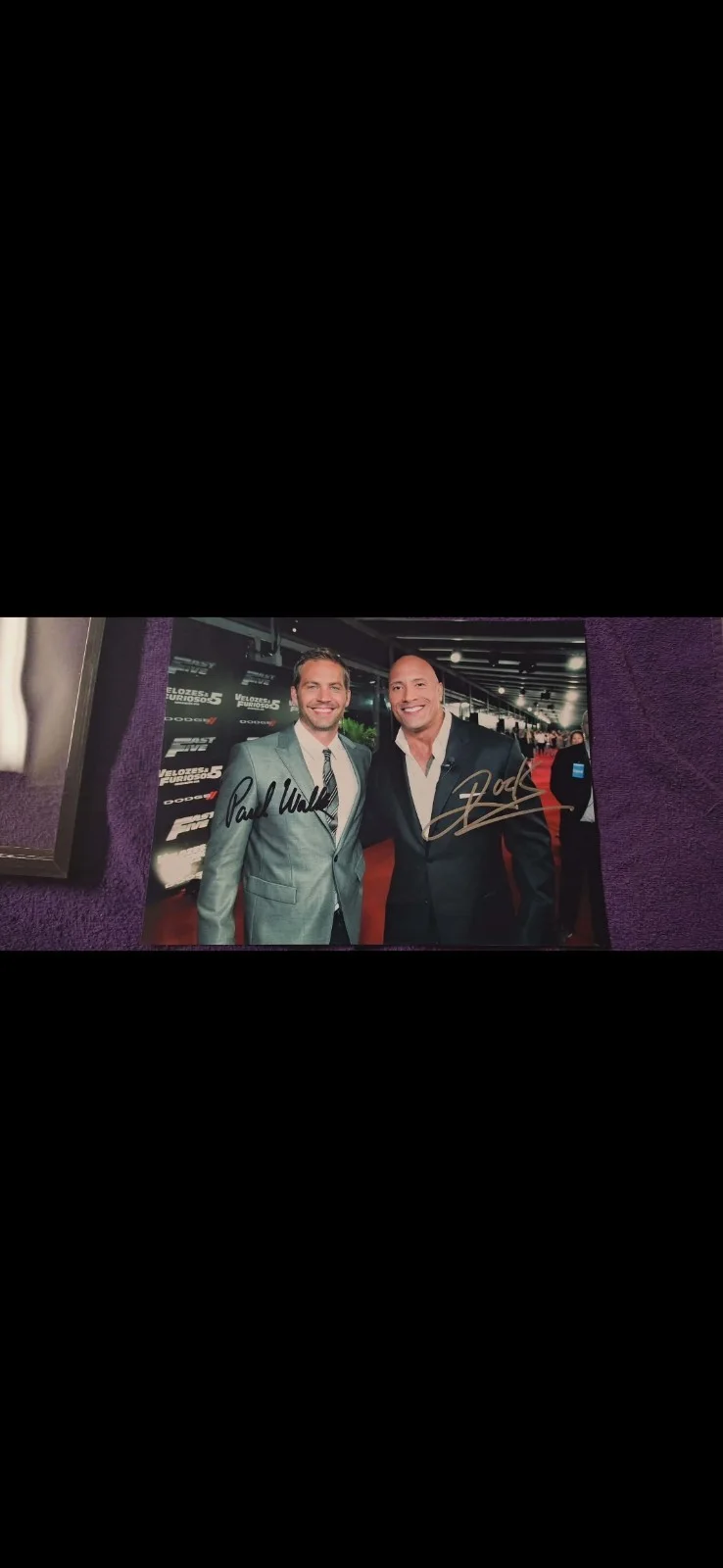 EXTREMELY RARE! THE ROCK and PAUL WALKER AUTOGRAPHED PHOTO. (FRAMED), изображение 4