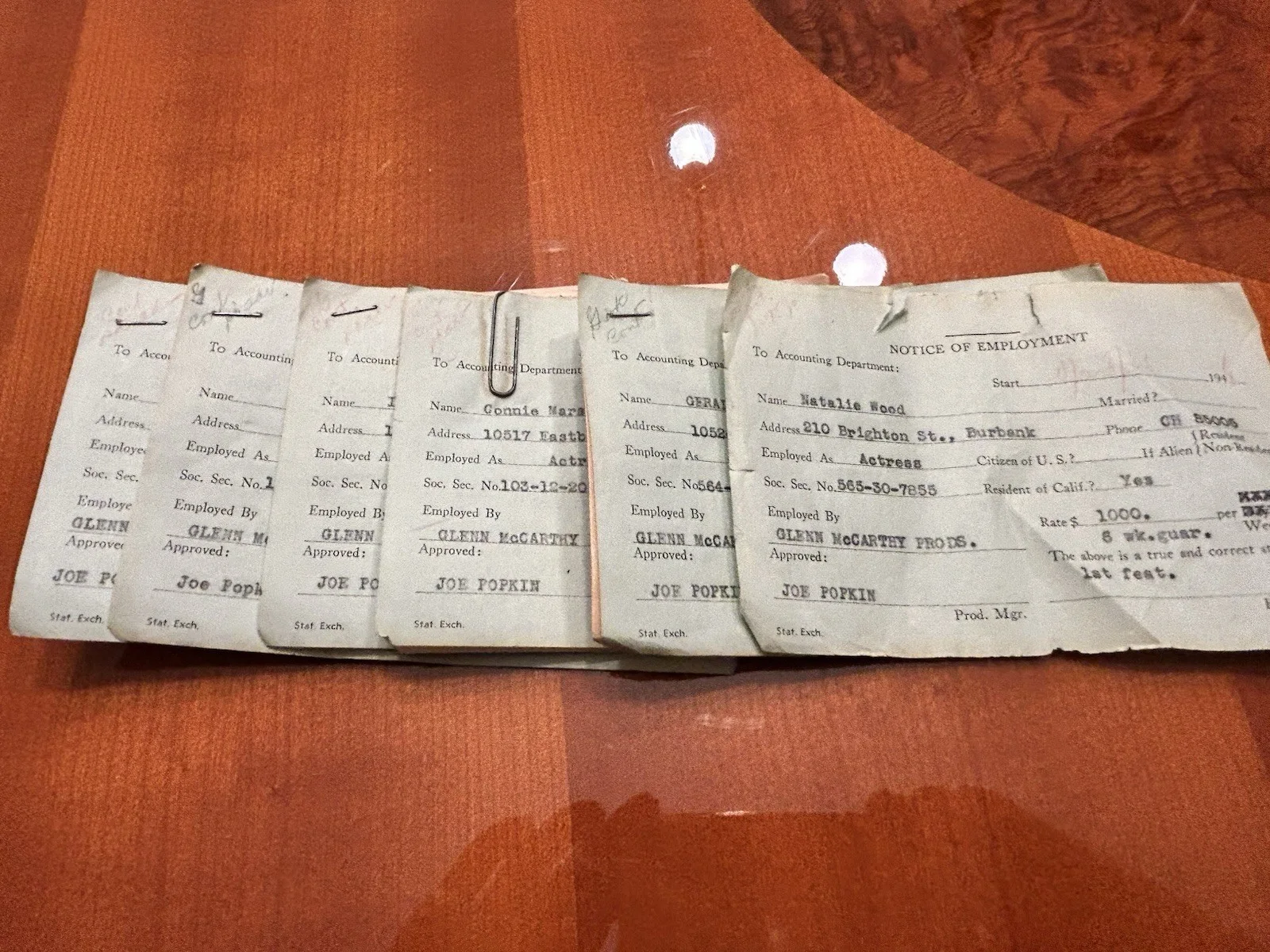 Unique Vintage Hollywood Actors Index Cards Pay Scale Including Natalie Wood, image 3