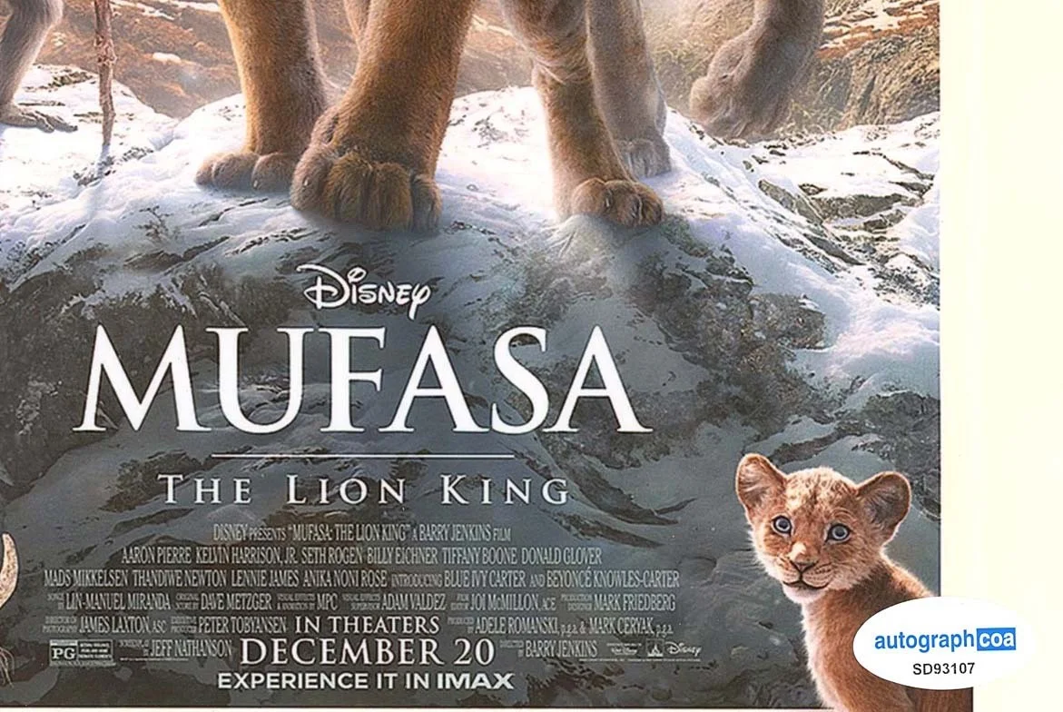 Aaron Pierre — Aaron Pierre signed "MUFASA: THE LION KING" 8x10 Photo EXT PROOF Mufasa ACOA COA, изображение 5