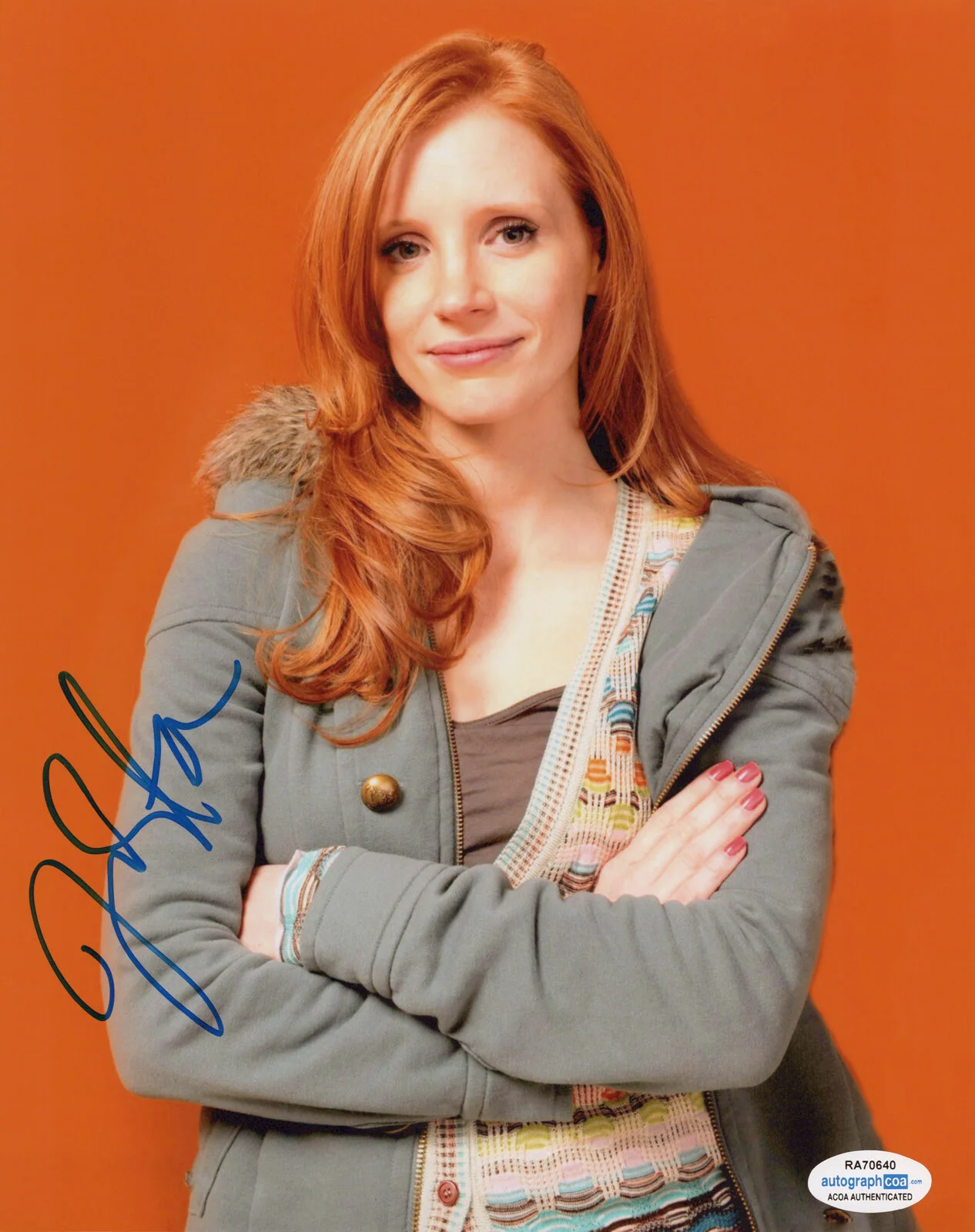 JESSICA CHASTAIN — Jessica Chastain signed Autographed 8x10 Photo PROOF c MOLLY'S GAME Hot ACOA COA, изображение 3