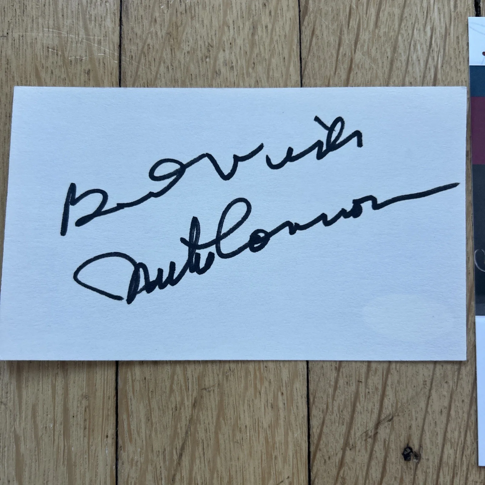 Mike Connors — MIKE CONNERS Autograph 3x5 Index Card JSA COA, image 2