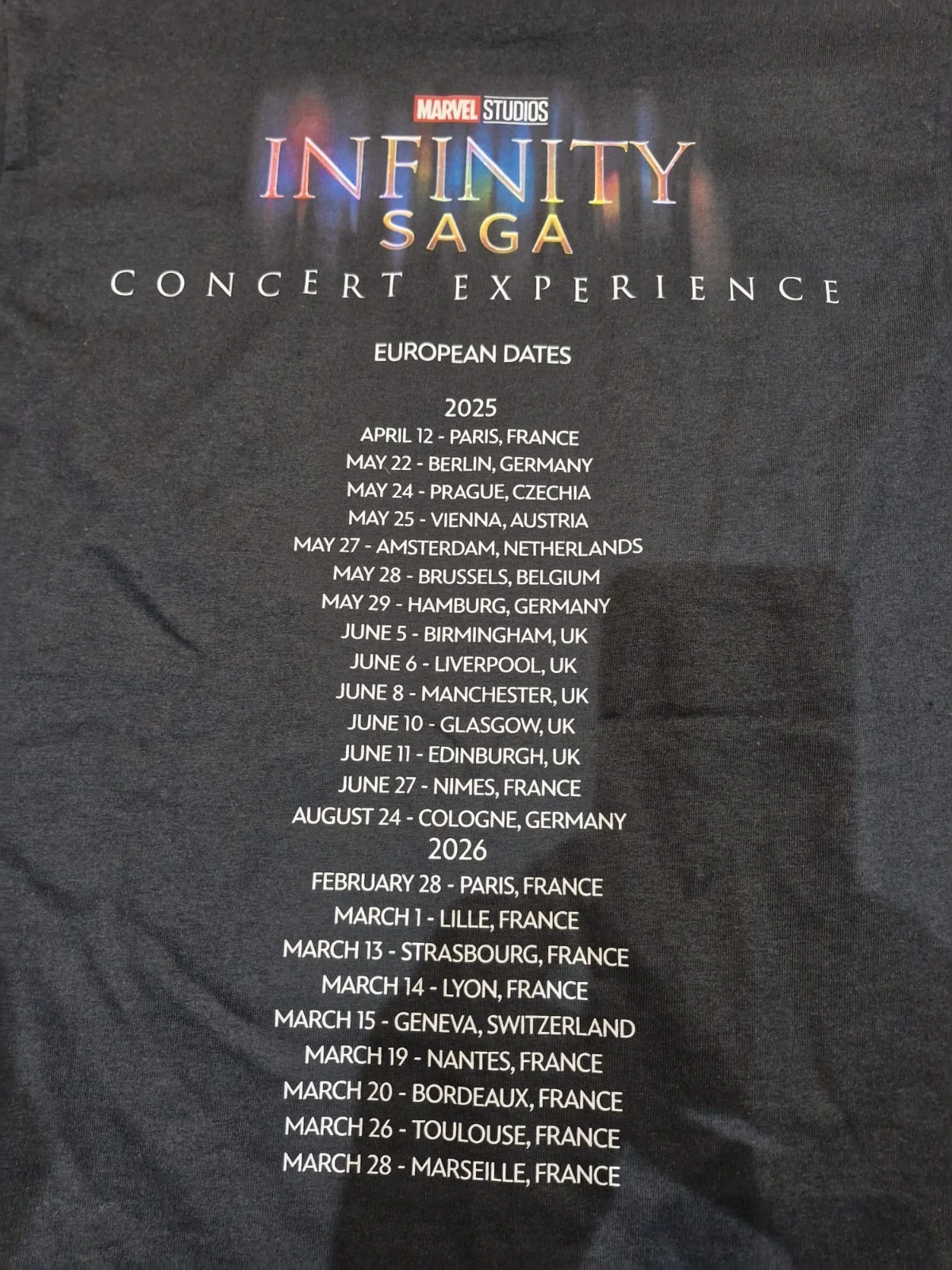 MARVEL INFINITY SAGA - official Live Concert Experience T-shirt - Size Small NEW, image 5