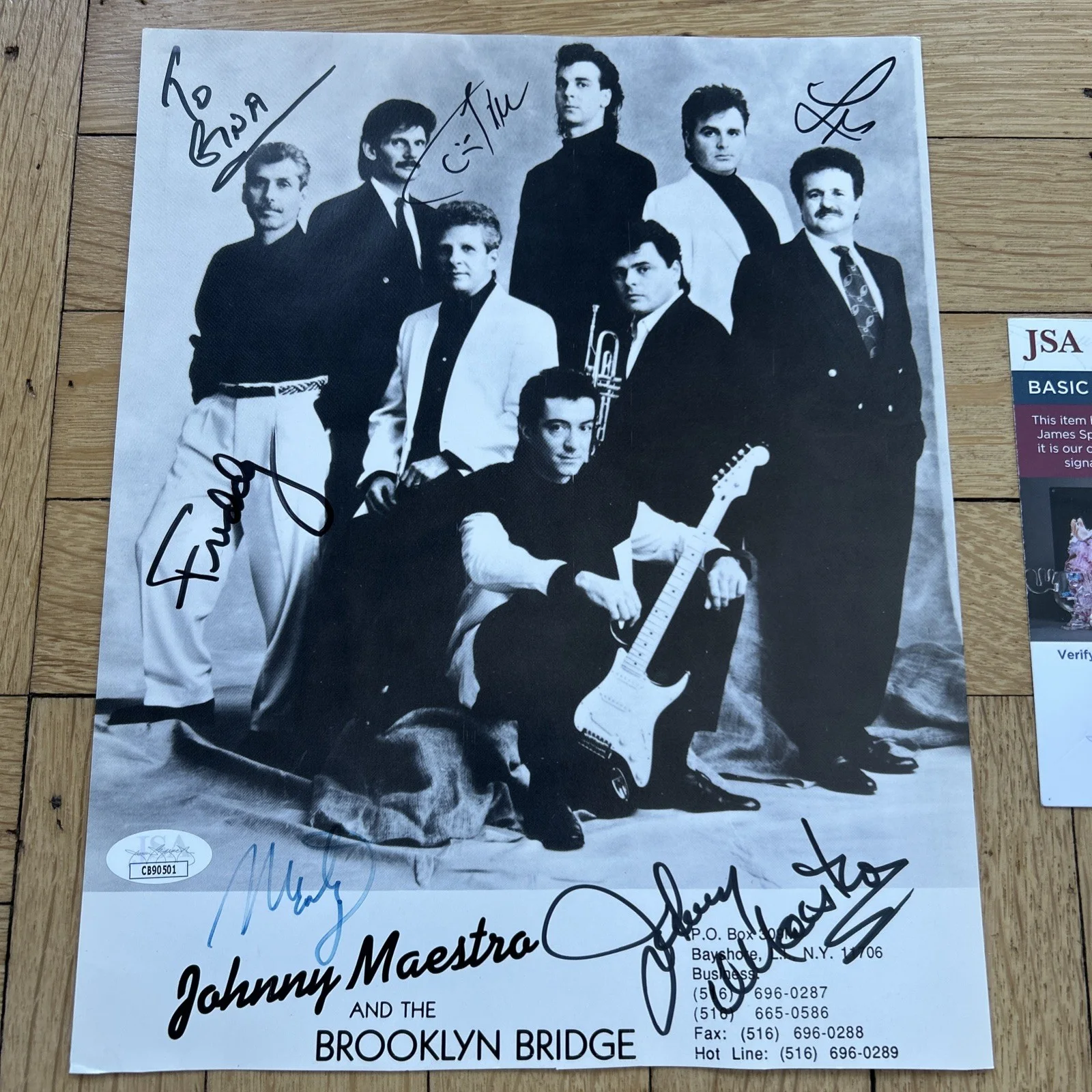 Johnny Maestro Brooklyn Bridge Band Autograph by 6 Members 8x10 Photo JSA COA, image 2