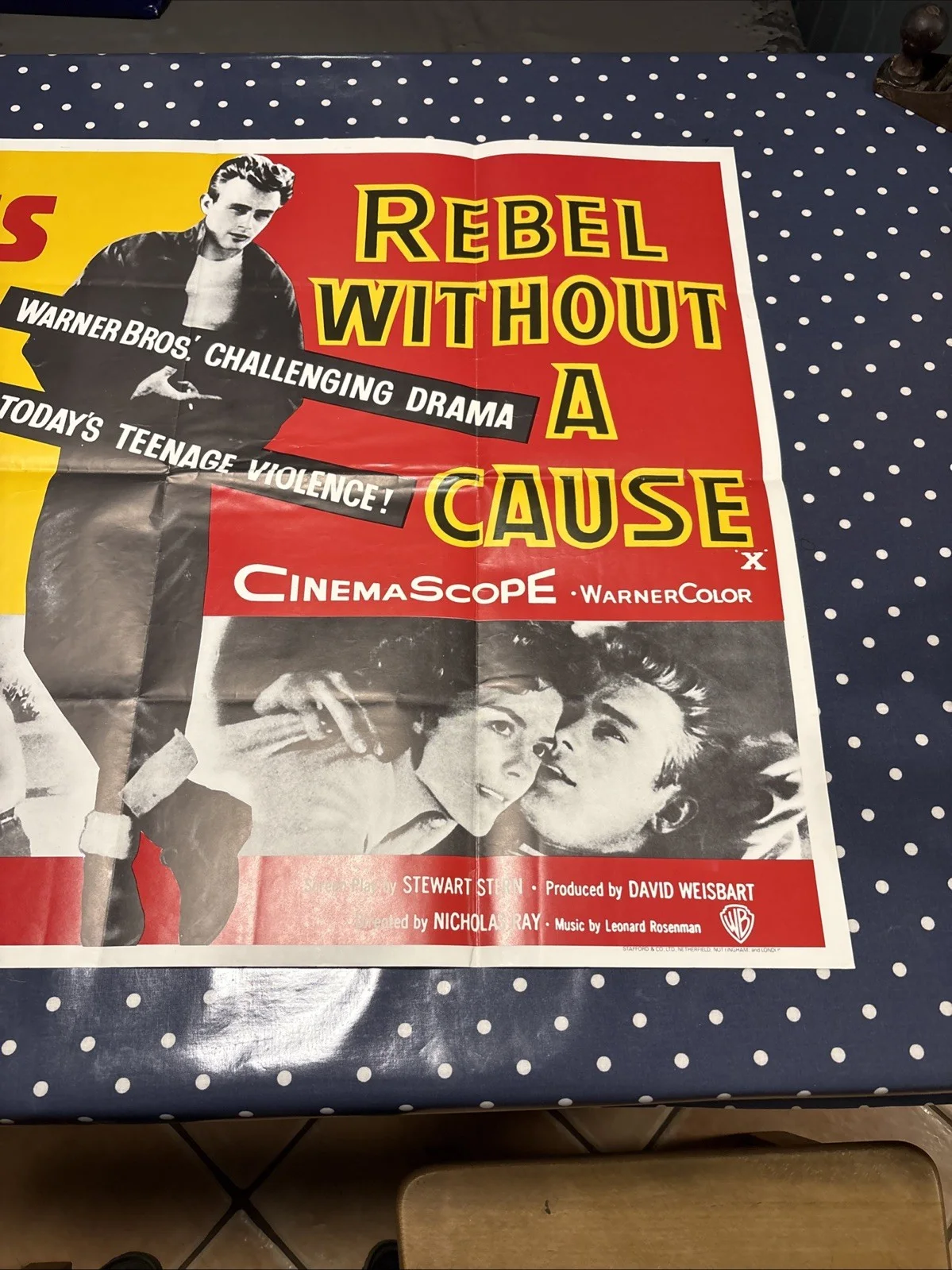 Vintage 1980’s Reprint Of James Dean Rebel Without A Cause Cinema Poster VGC, изображение 3