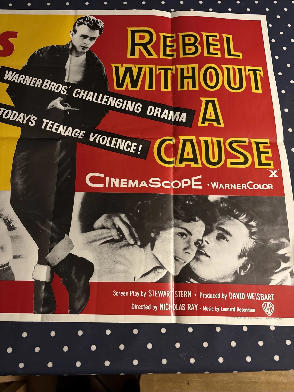 Vintage 1980’s Reprint Of James Dean Rebel Without A Cause Cinema Poster VGC, изображение 5