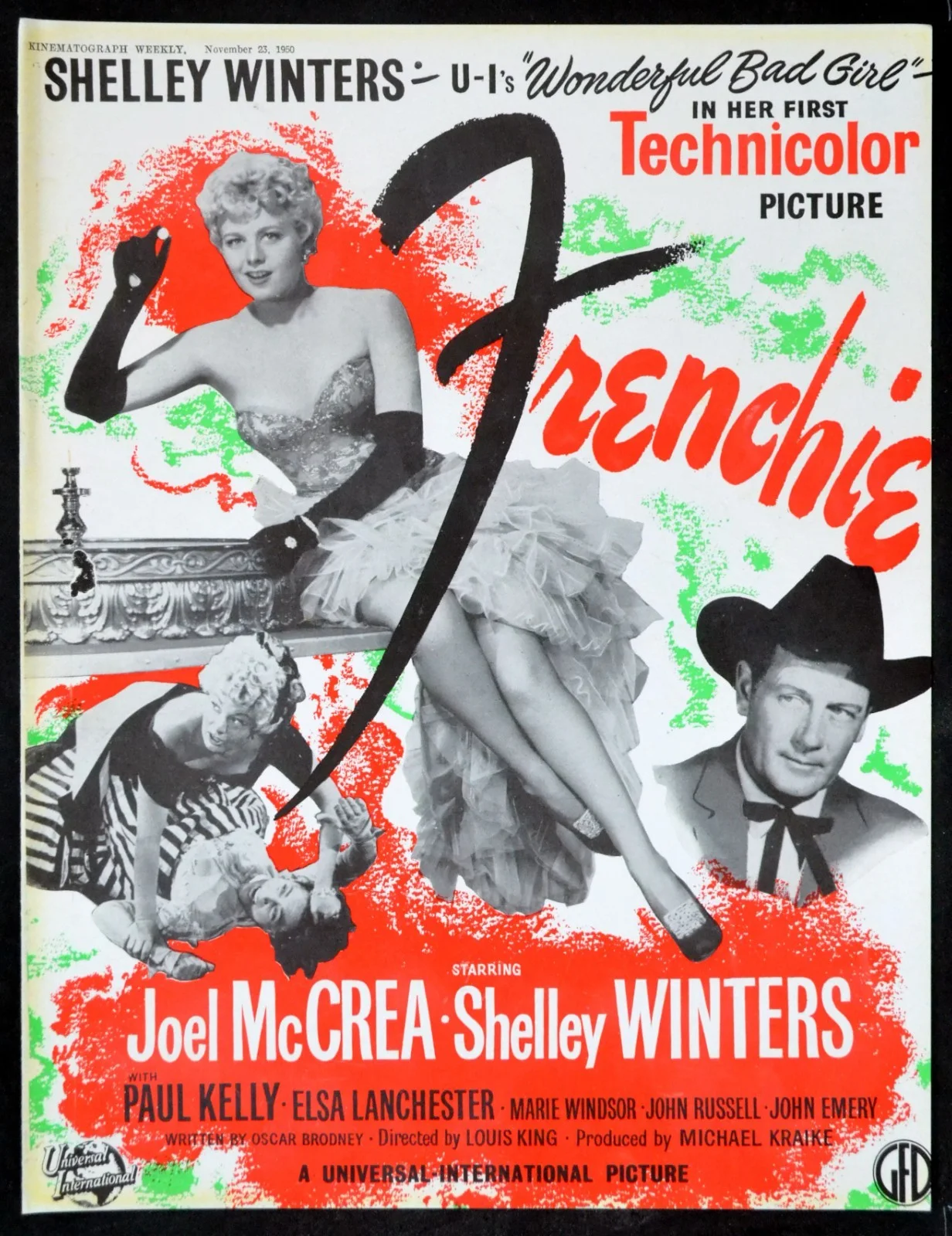 CLOUDED YELLOW 1950 Jean Simmons, Trevor Howard FRENCHIE McCrea TRADE ADVERT, image 2