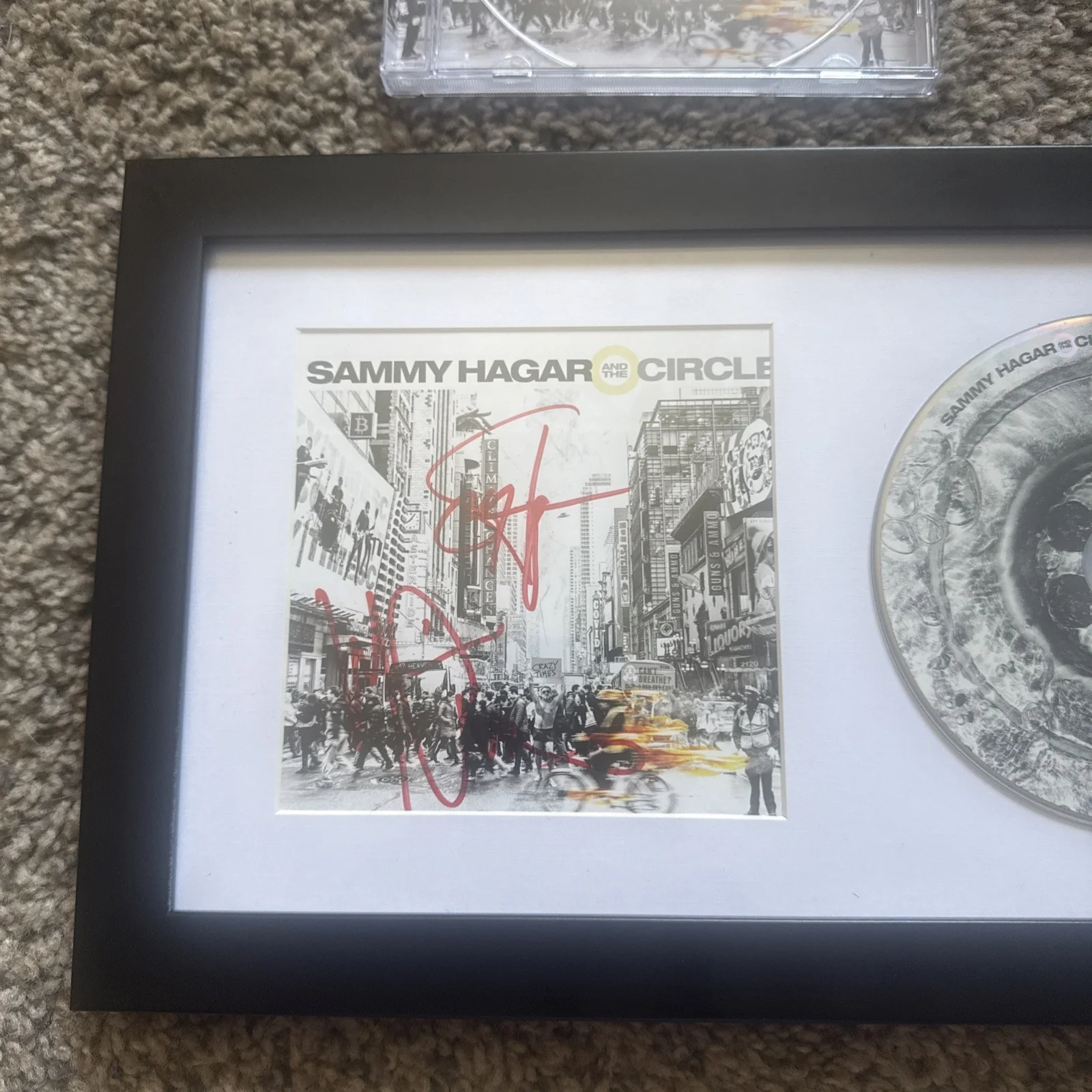 SAMMY HAGAR & MICHAEL ANTHONY The Circle AUTOGRAPHED CRAZY TIMES Framed Cd Cover, image 2
