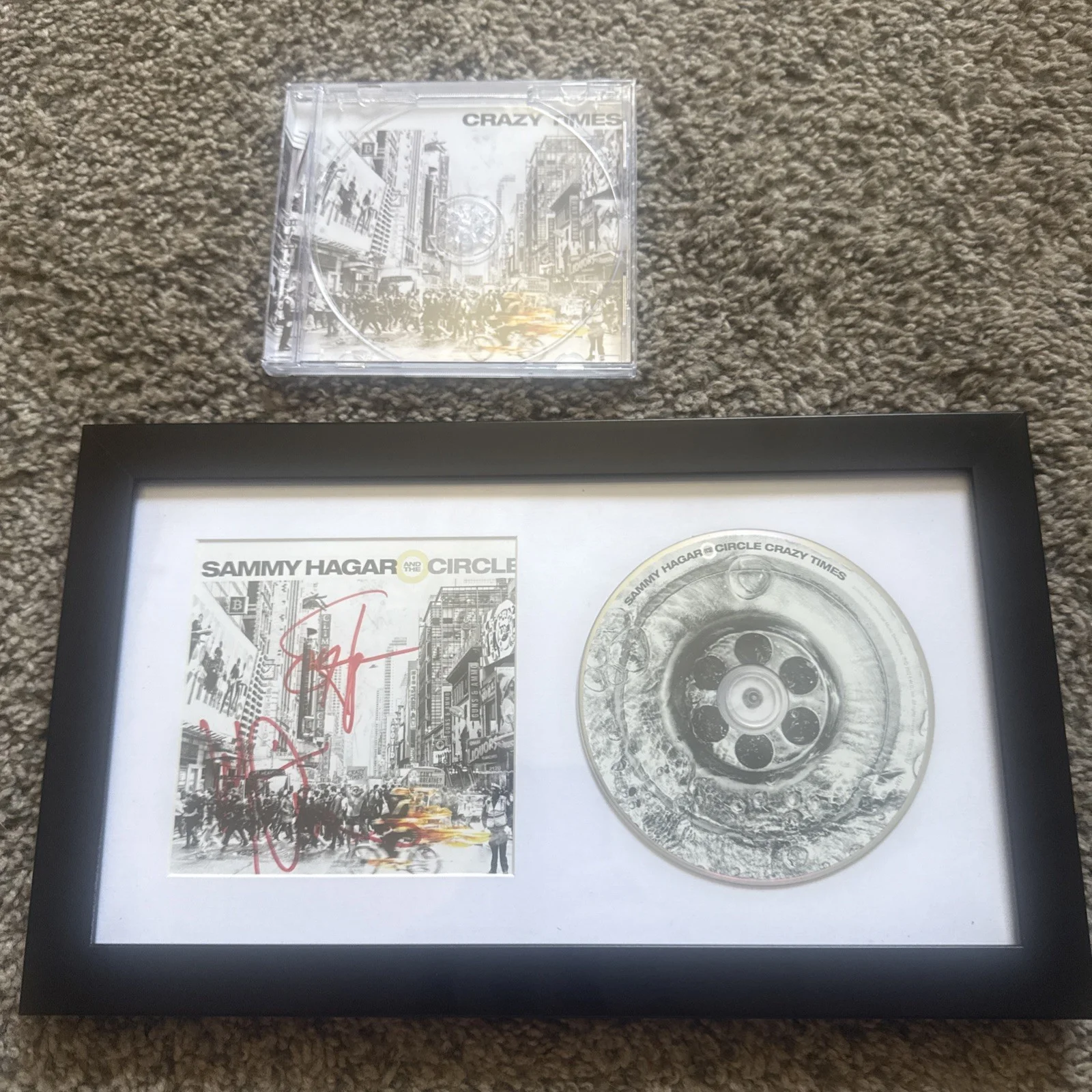 SAMMY HAGAR & MICHAEL ANTHONY The Circle AUTOGRAPHED CRAZY TIMES Framed Cd Cover, image 3