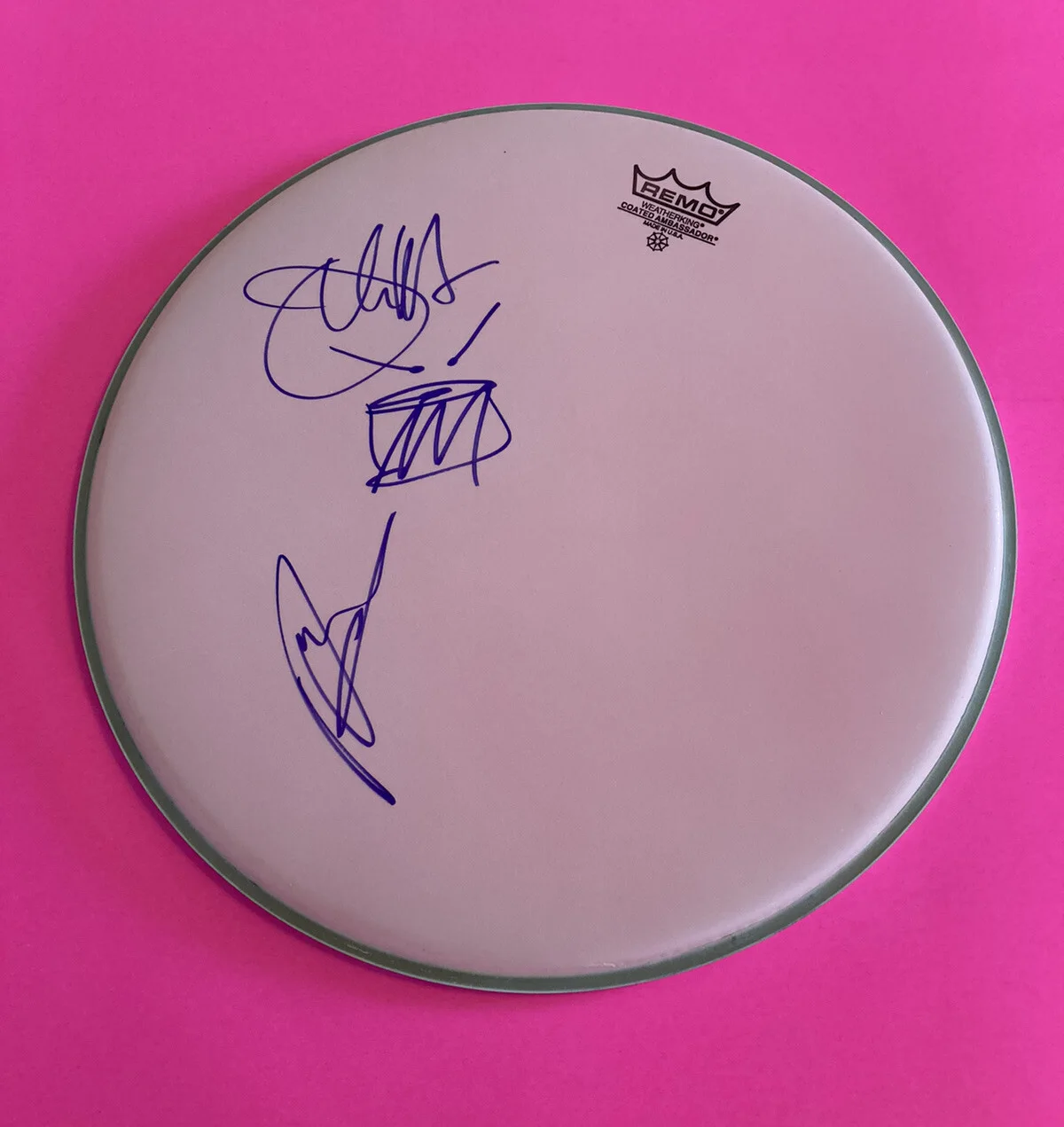 SEETHER x2 DALE STEWART JOHN HUMPHREY SIGNED AUTO DRUM HEAD *EXACT PROOF*, image 2