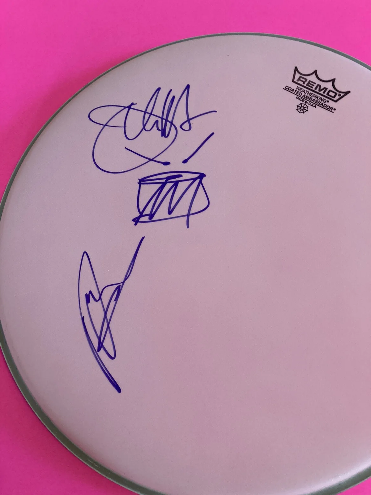 SEETHER x2 DALE STEWART JOHN HUMPHREY SIGNED AUTO DRUM HEAD *EXACT PROOF*, image 5