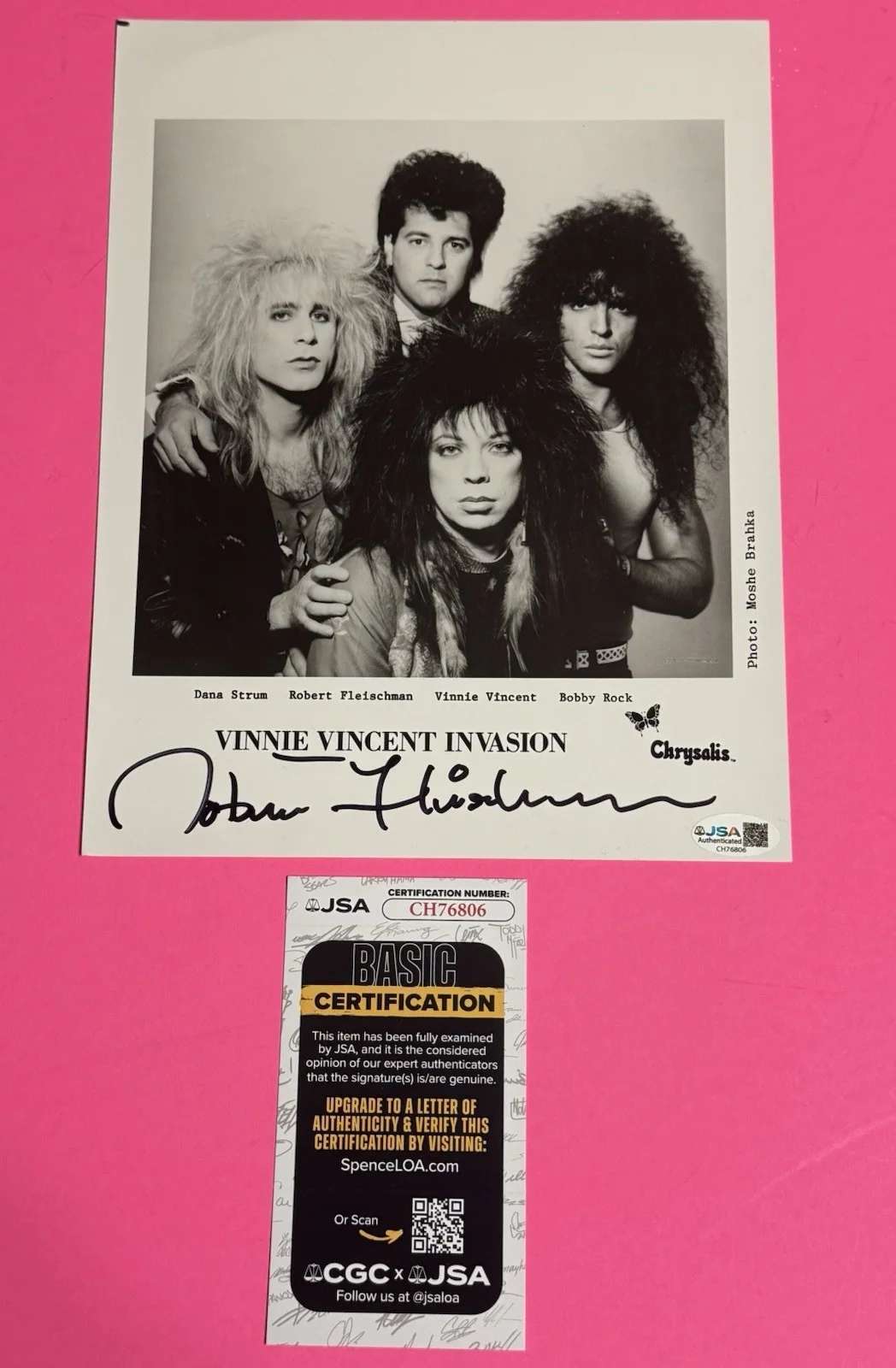 ROBERT FLEISCHMAN SIGNED VINNIE VINCENT INVASION 8x10 PROMO PHOTO JSA JOURNEY, изображение 2