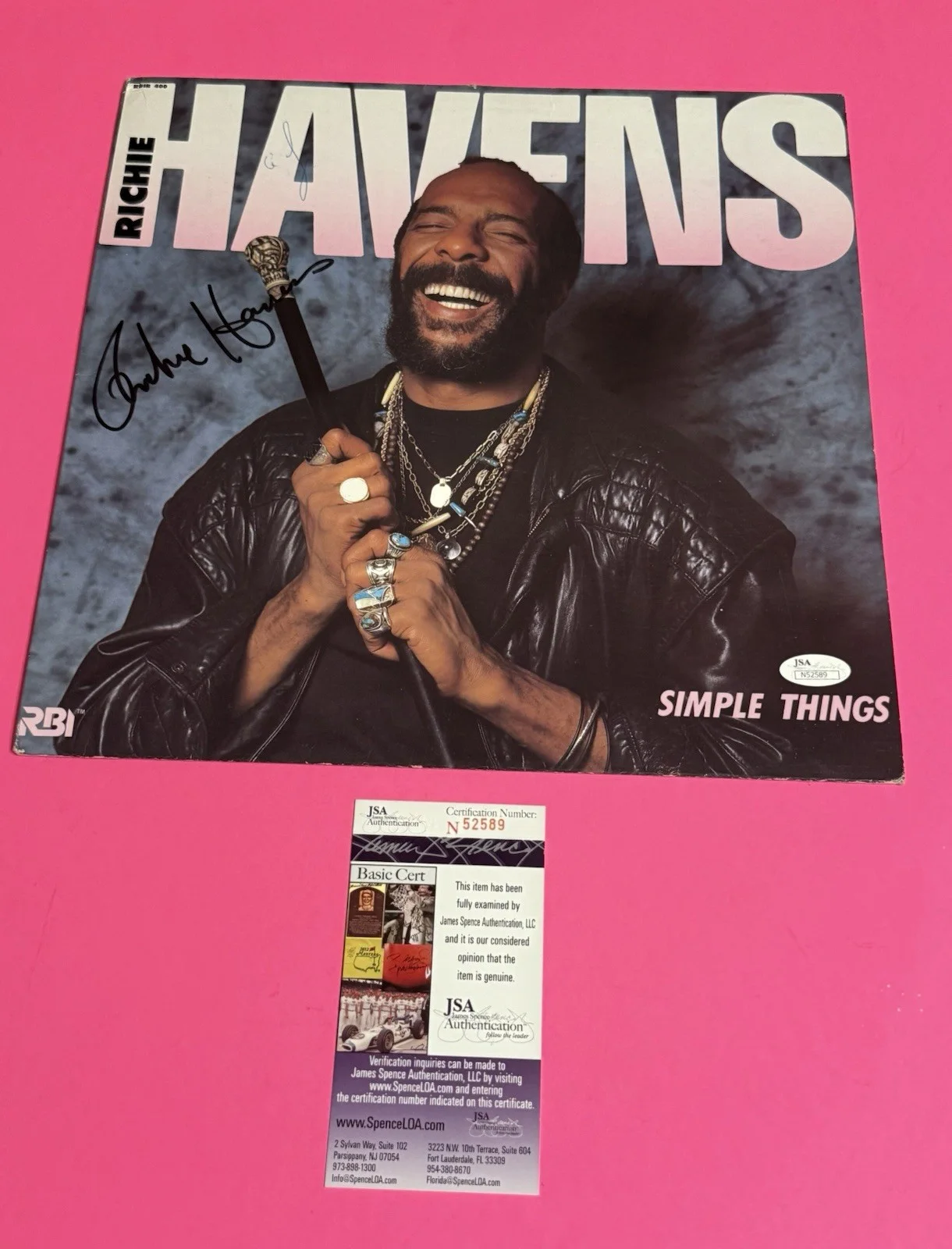 RICHIE HAVENS SIGNED AUTOGRAPHED SIMPLE THINGS VINYL RECORD COVER *JSA COA*, image 3