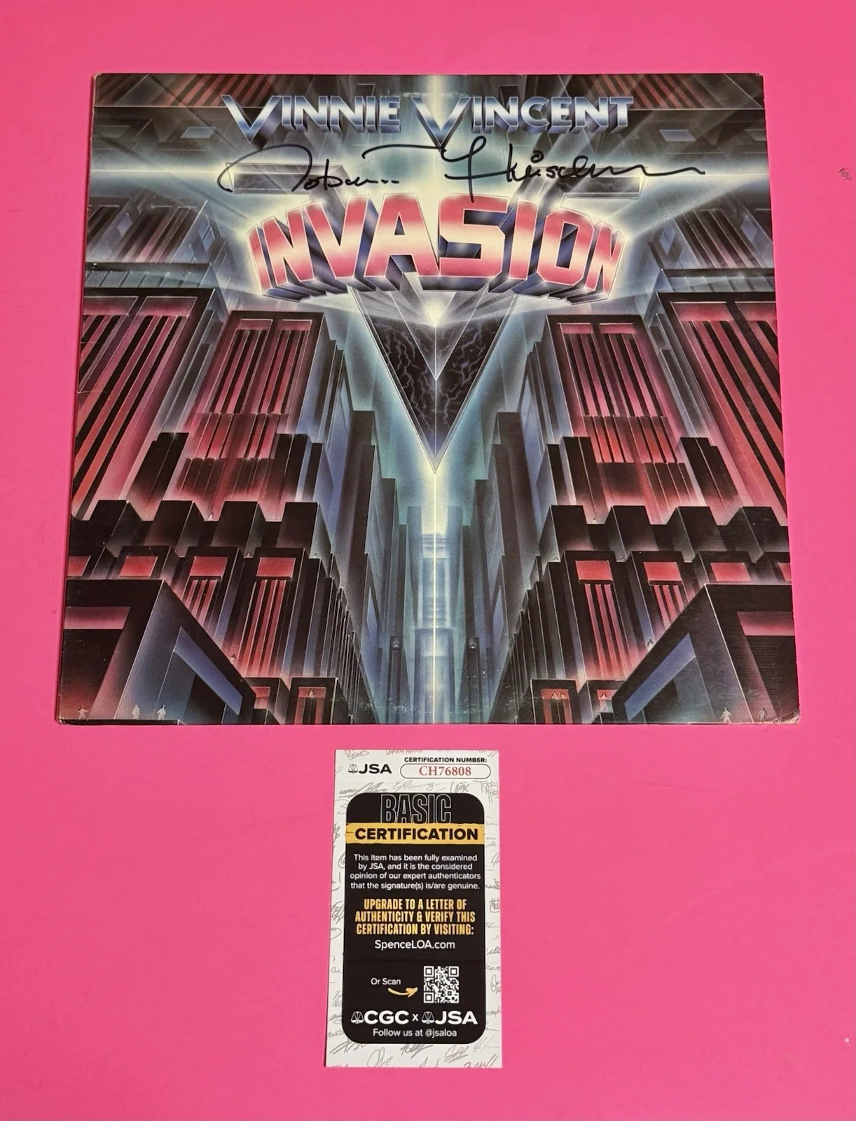ROBERT FLEISCHMAN SIGNED AUTOGRAPHED VINNIE VINCENT INVASION VINYL LP JSA, image 2