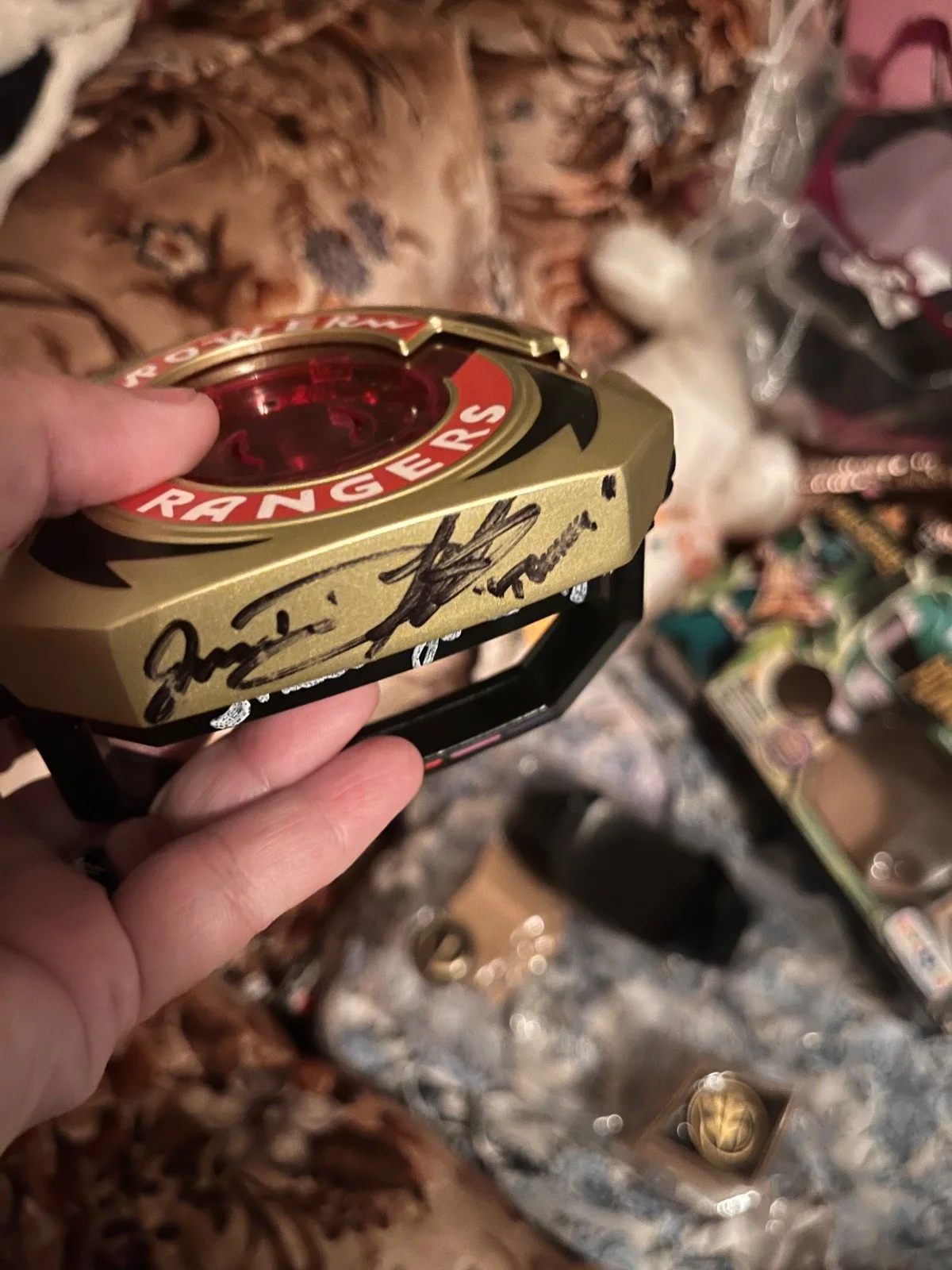 Jason David Frank, David Yost, Walter Emanuel, Austin St John — Rare Signed Green/White Ranger Morpher, Toys R Us exclusive, изображение 2