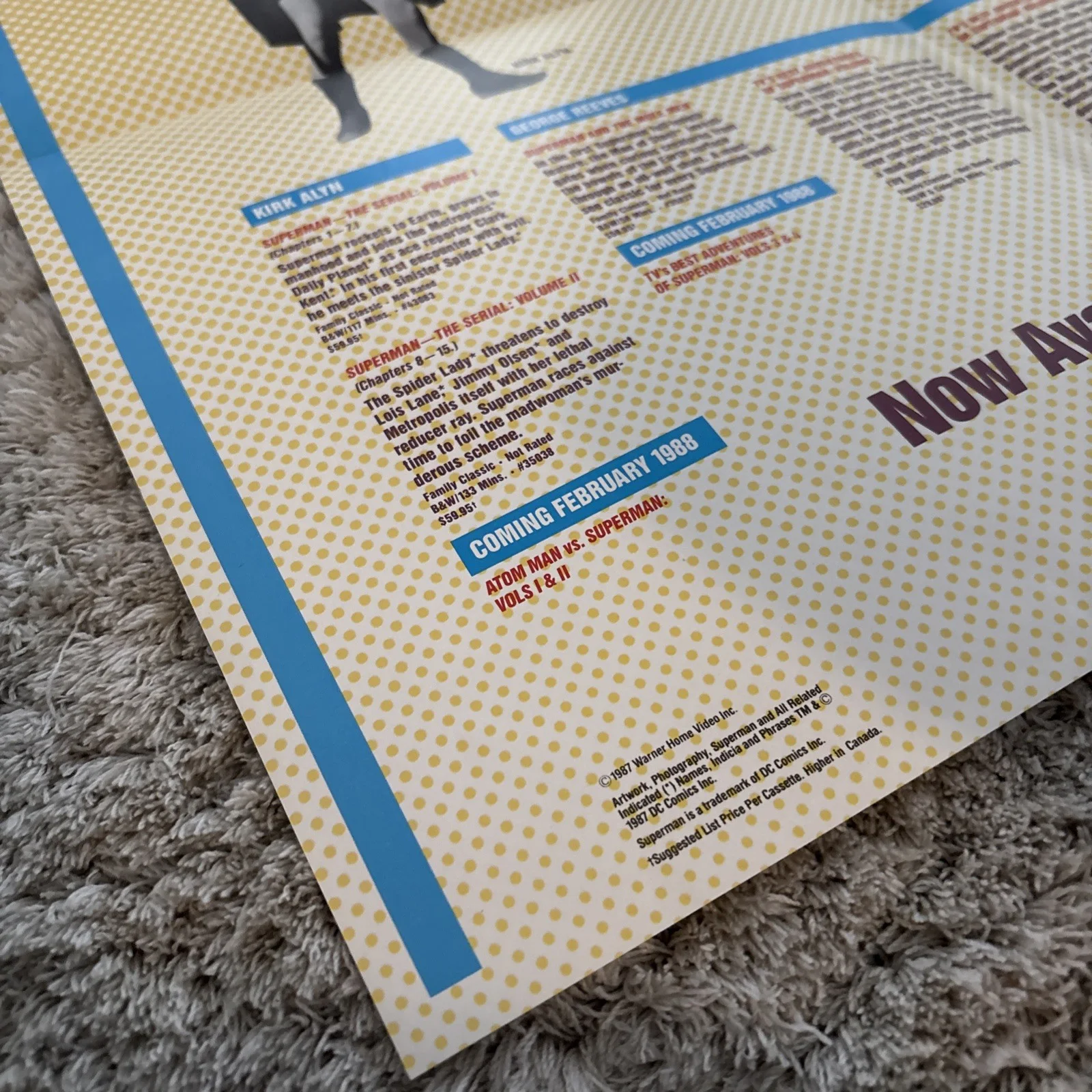 SUPERMAN 50TH BIRTHDAY 1987 Video Release POSTER DC Comics, image 2