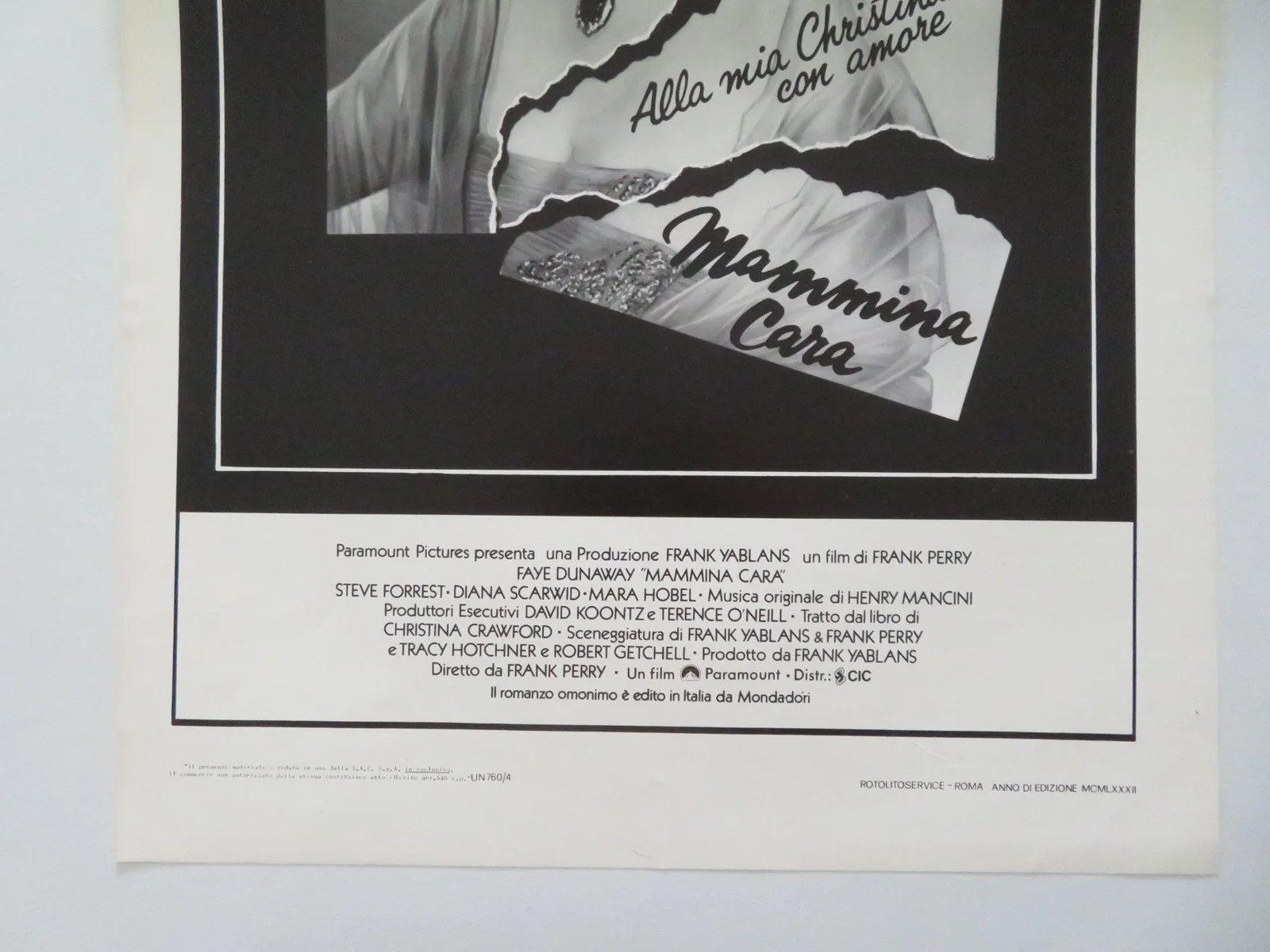 MOMMIE DEAREST ITALIAN LOCANDINA POSTER FAYE DUNAWAY JOAN CRAWFORD (BIO) 1982, изображение 4