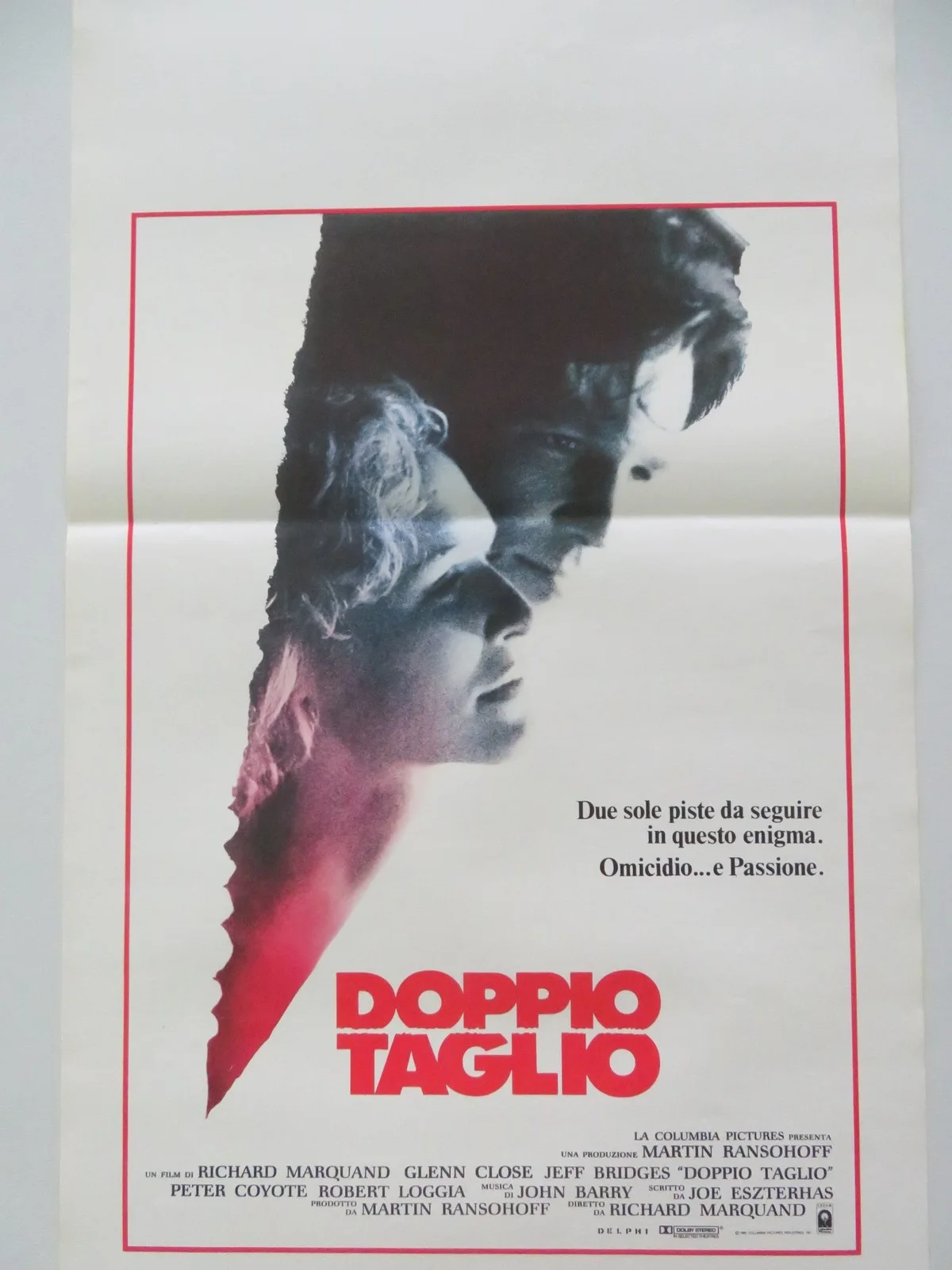 JAGGED EDGE ITALIAN LOCANDINA POSTER GLENN CLOSE JEFF BRIDGES 1985, изображение 3