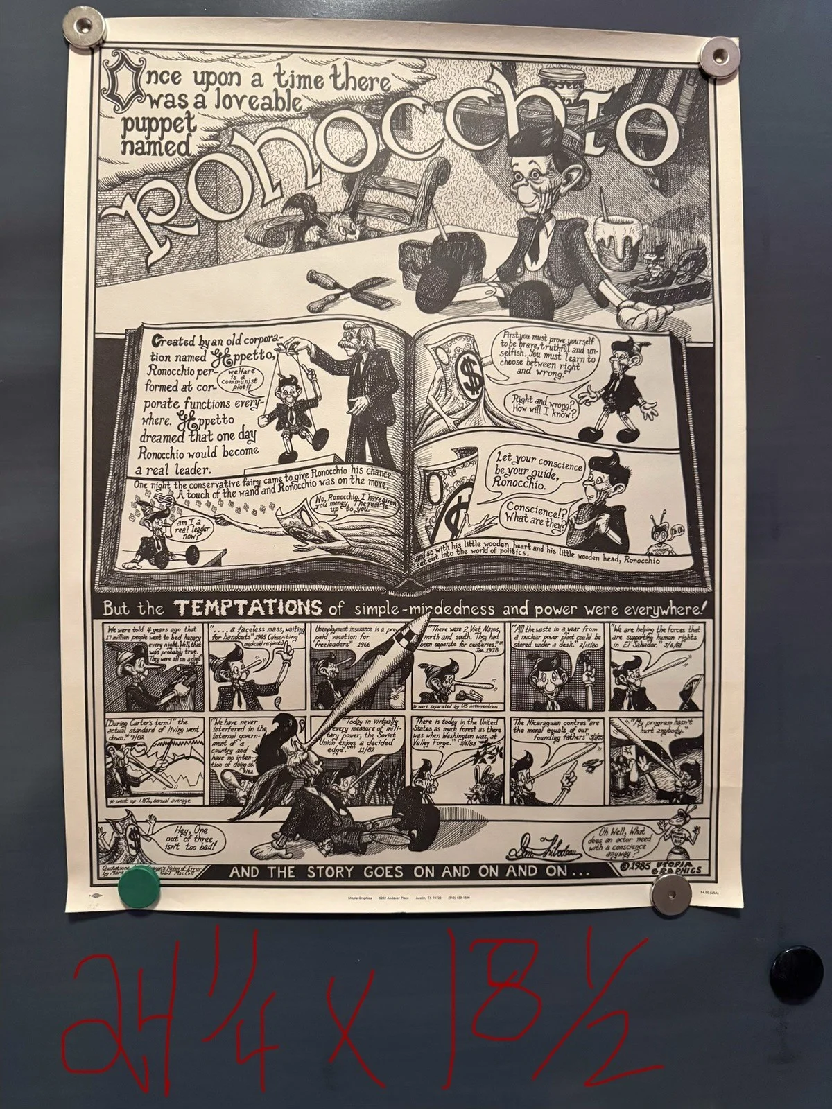 Ronald Regan Propaganda Comic Style Posters Beautifully Preserved And Signed, изображение 2