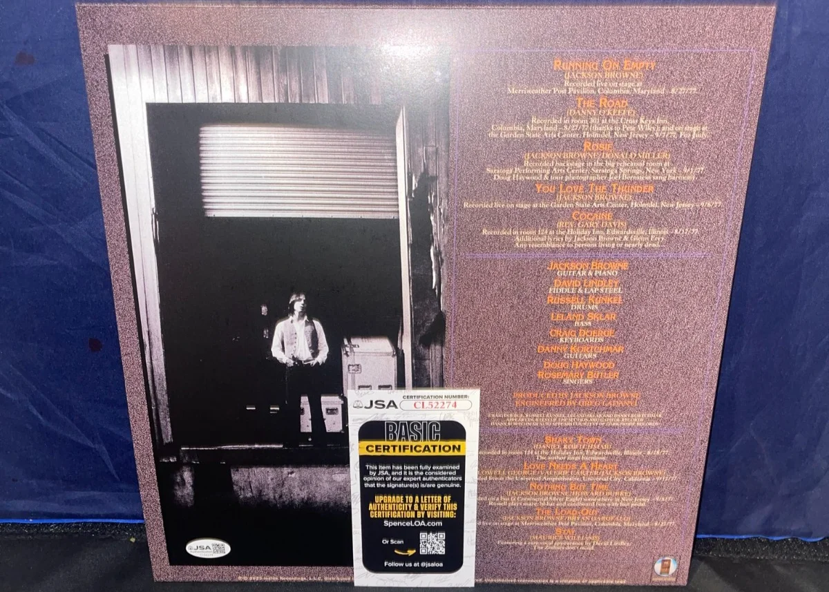 Jackson Browne Running On Empty Signed Autographed Album Vinyl LP JSA, image 3