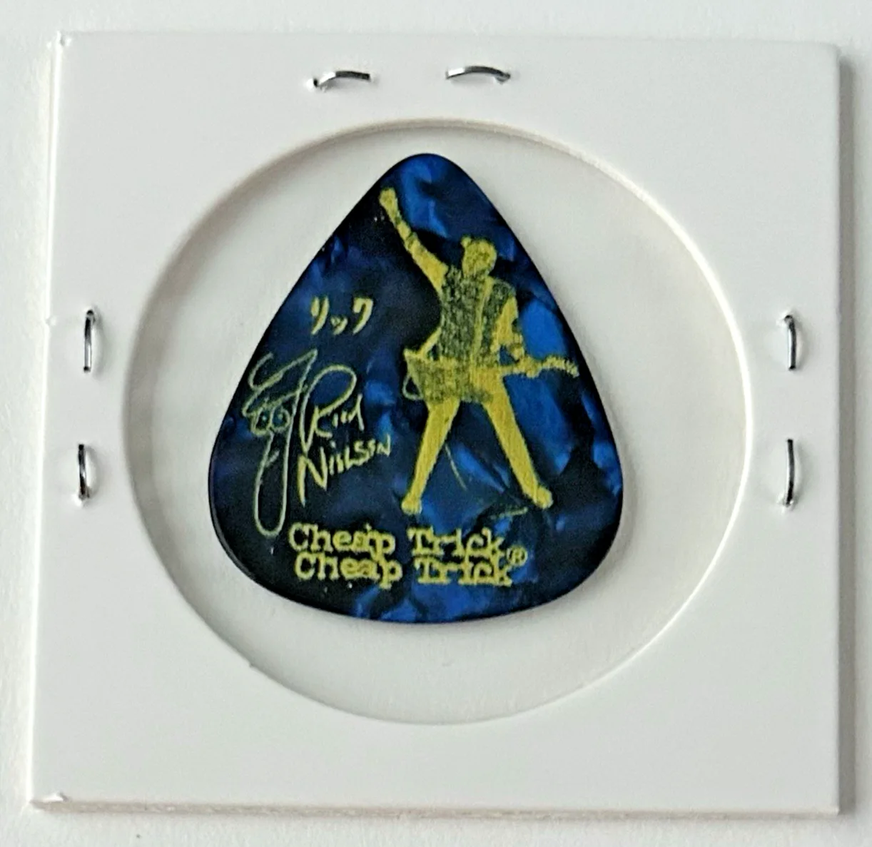 Cheap Trick - Rick Nielsen Tour Guitar Pick - We're All Alright - Blue Pearl, image 2