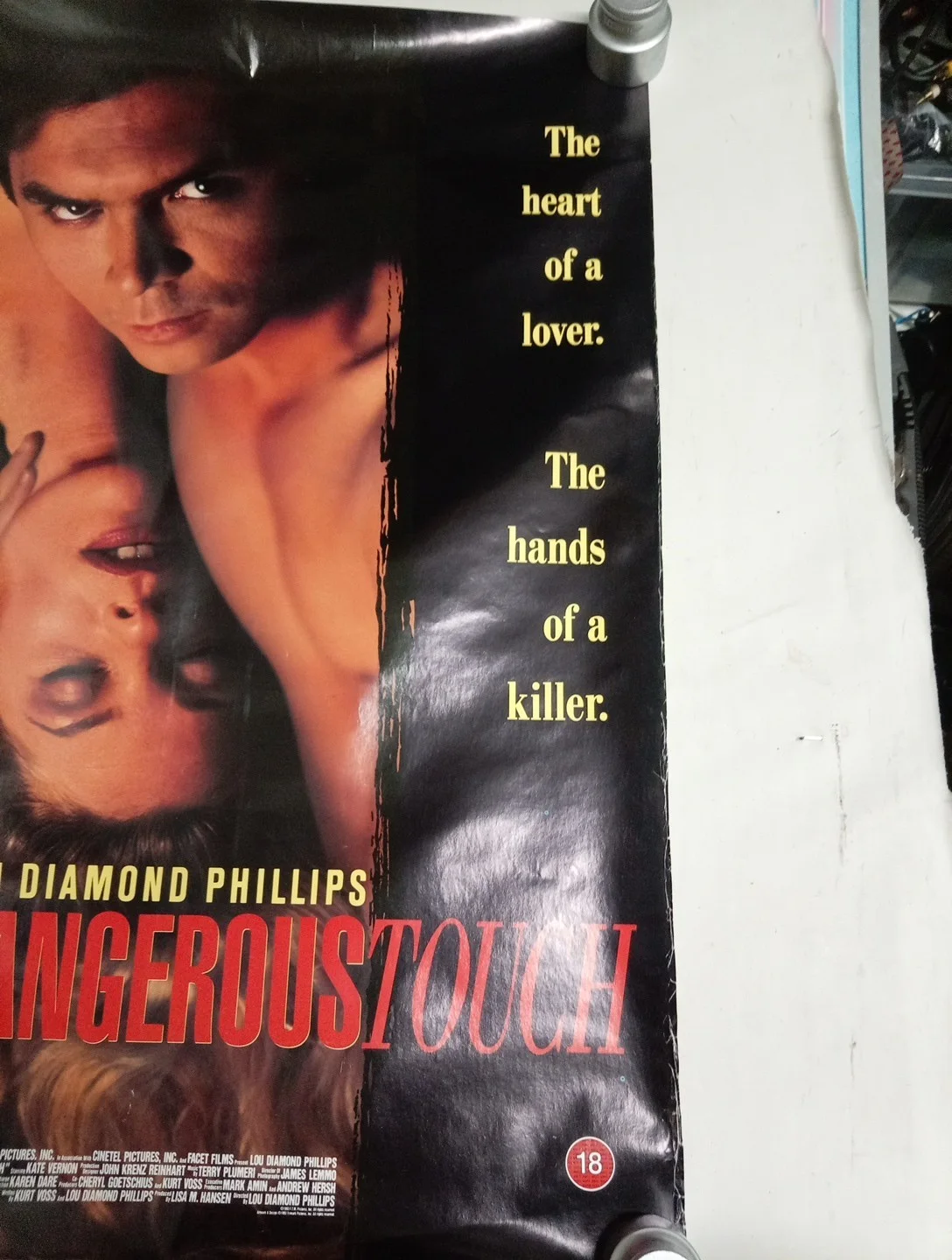 ORIGINAL, 'DANGEROUS TOUCH', UK VIDEO STORE PROMO POSTER( 1993 ). 59 X 42 CM., изображение 3