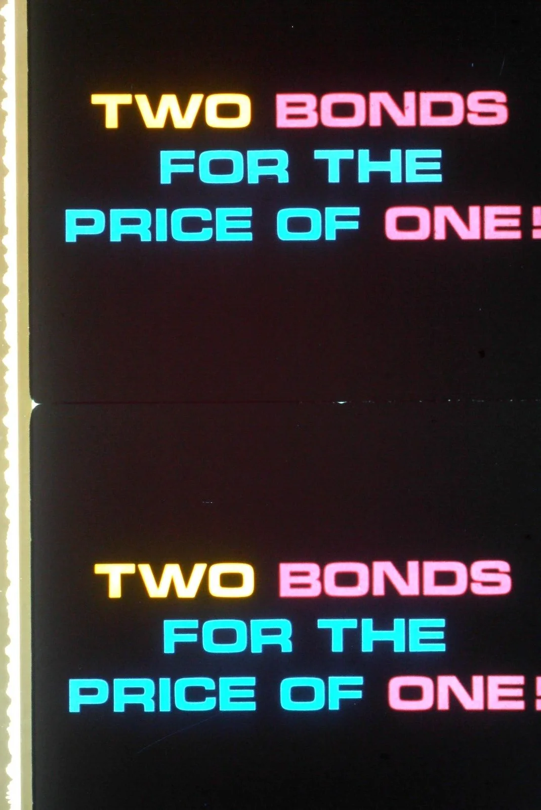 1 x STRIP of FILM CELLS - JAMES BOND Double Bill Trailer, изображение 2