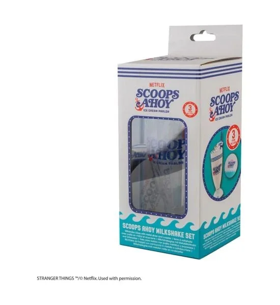 Stranger Things - Scoops Ahoy Milkshake Glass and Metal Straw Official License, image 2