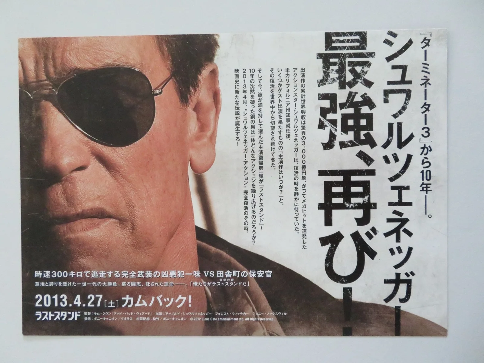THE LAST STAND - B JAPANESE CHIRASHI (B5) POSTER ARNOLD SCHWARZENEGGER 2013, image 3