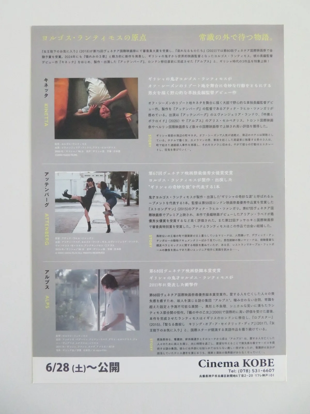 YORGOS LANTHIMOS MOVIE COLLECTION JAPANESE CHIRASHI (B5) POSTER RANDOU 2023, изображение 3