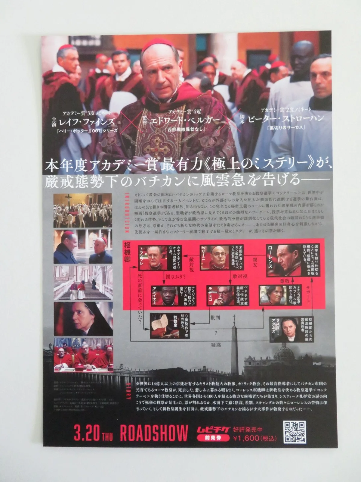 CONCLAVE - A JAPANESE CHIRASHI (B5) POSTER RALPH FIENNES JOHN LITHGOW 2024, изображение 3