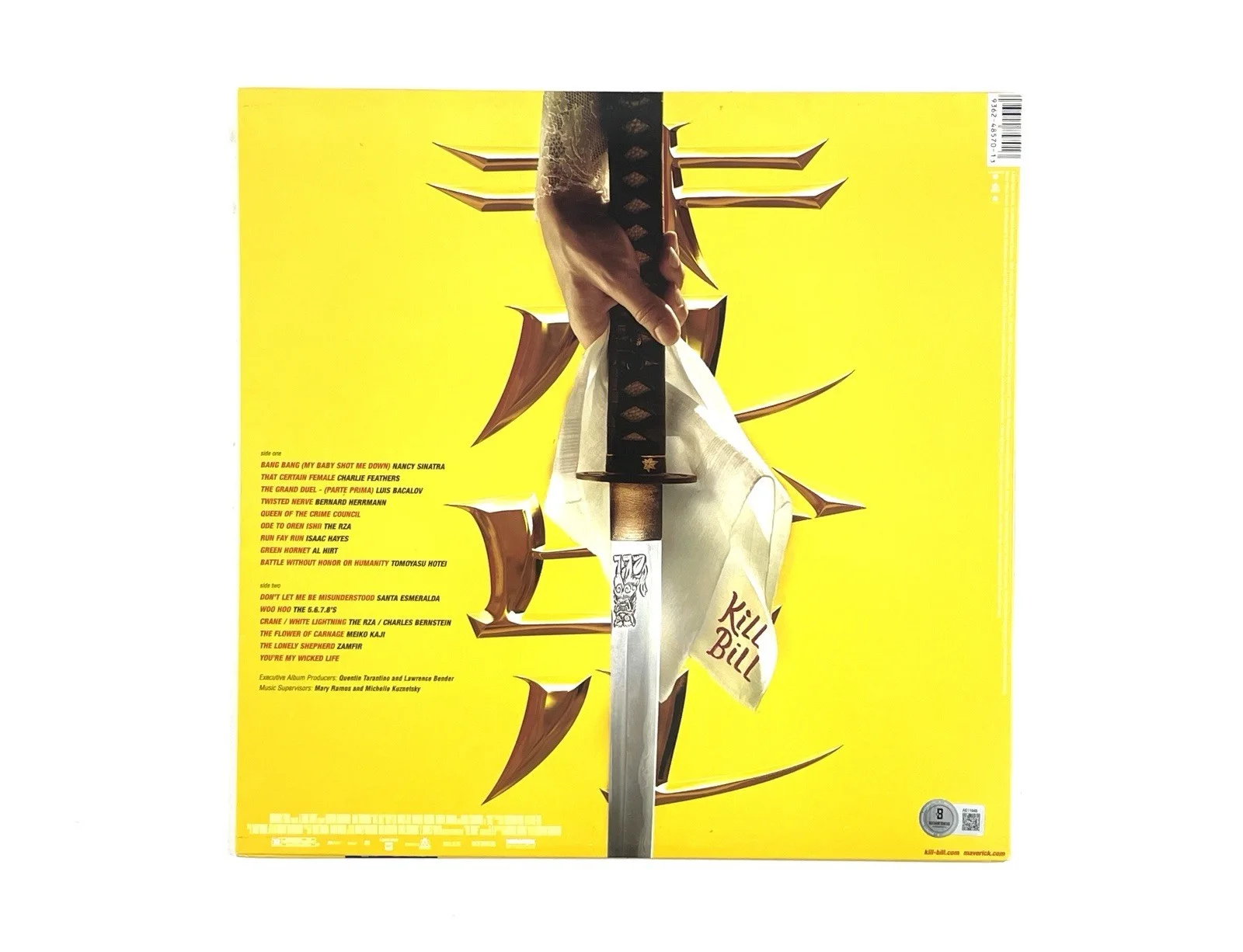 Uma Thurman, Quentin Tarantino — Kill Bill Vol. 1 Quentin Tarantino Uma Thurman Signed Vinyl Movie Soundtrack BAS, image 5