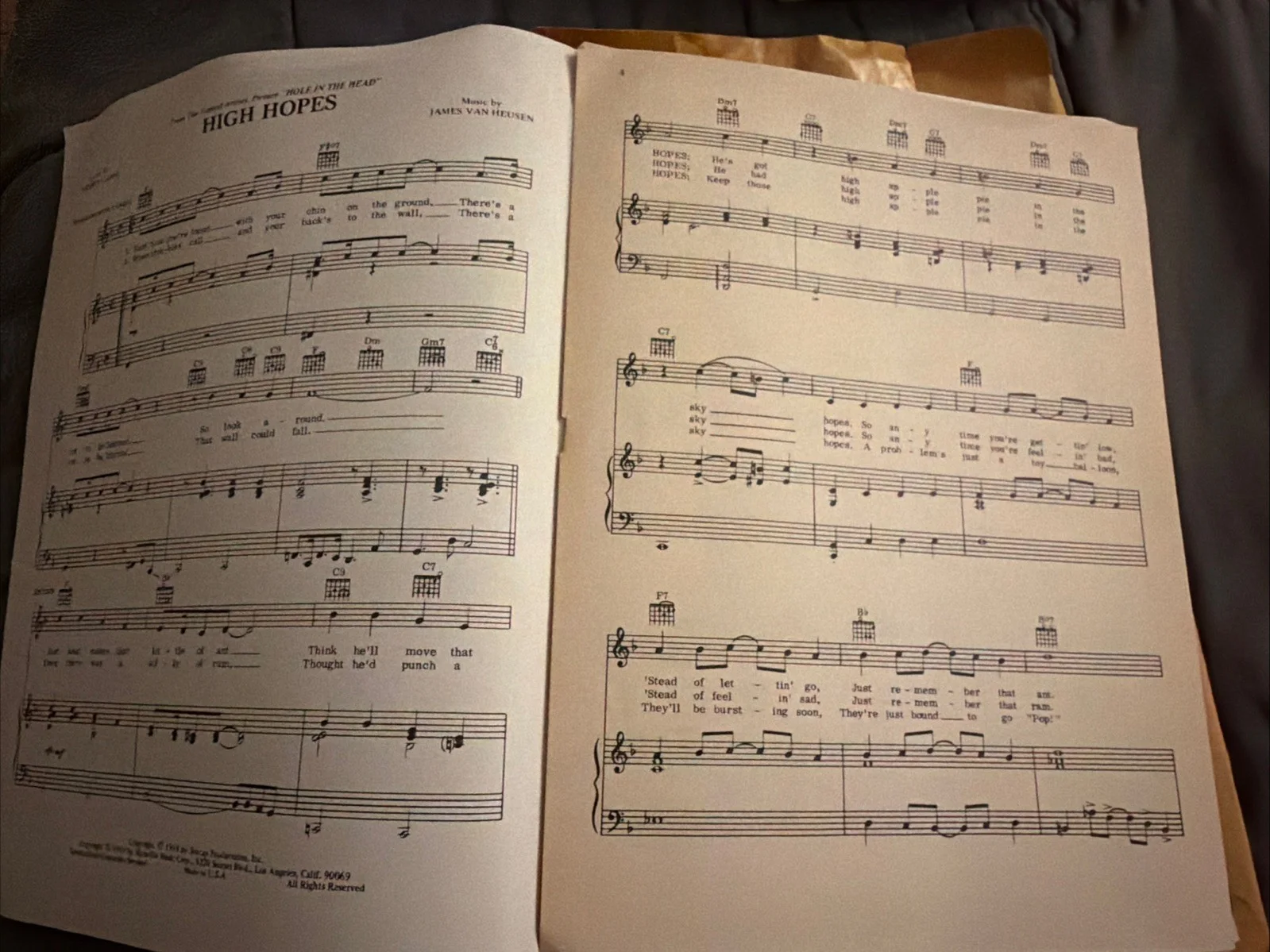 SAMMY CAHN Signed High Hopes Sheet Music Inscribed Autograph Hollywood Oscar, изображение 4