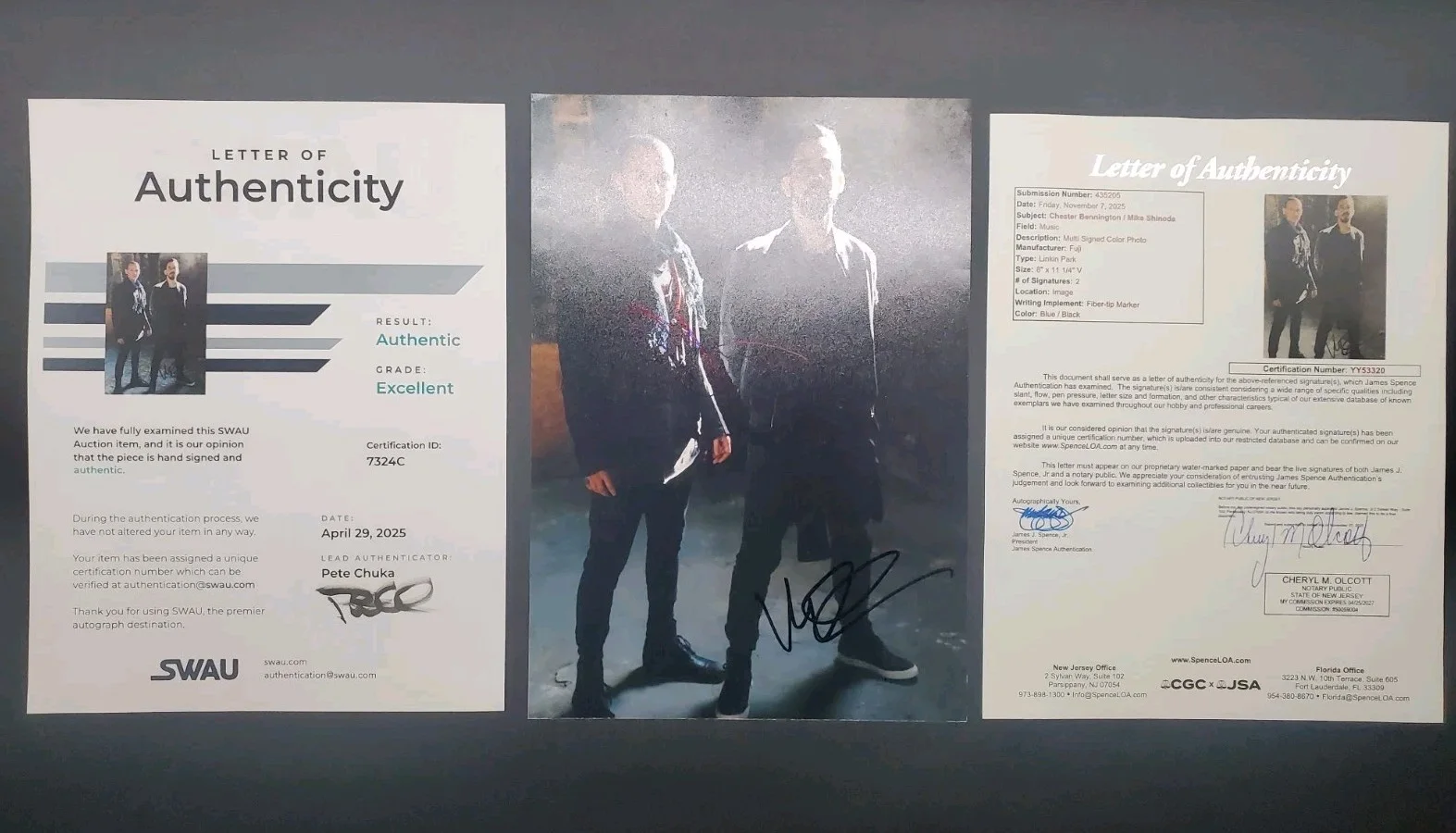 Linkin Park 2X Signed Chester Bennington & Mike Shinoda 8x10 Photo JSA SWAU LOA, изображение 2
