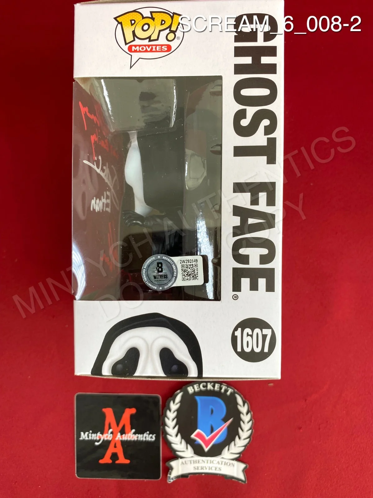 Jack Champion, Liana Liberato, Dermot Mulroney — Ghostface Scream cast signed Funko Pop #1607 Champion Liberato Mulroney Beckett, image 2